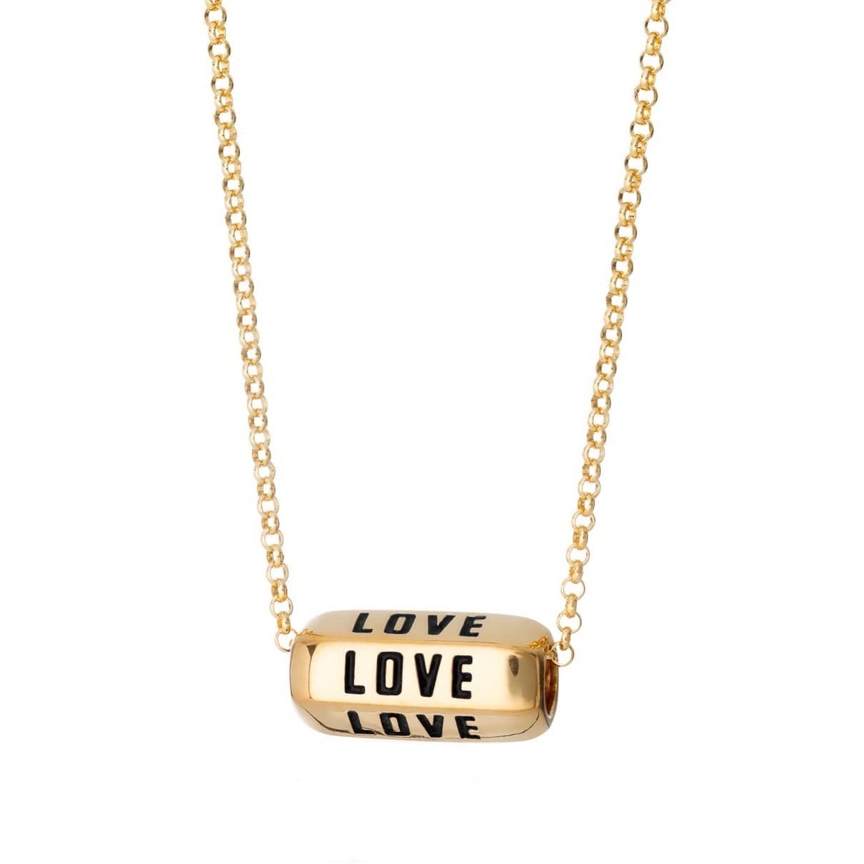 Gold Plated Love is All Round Necklace (Black)