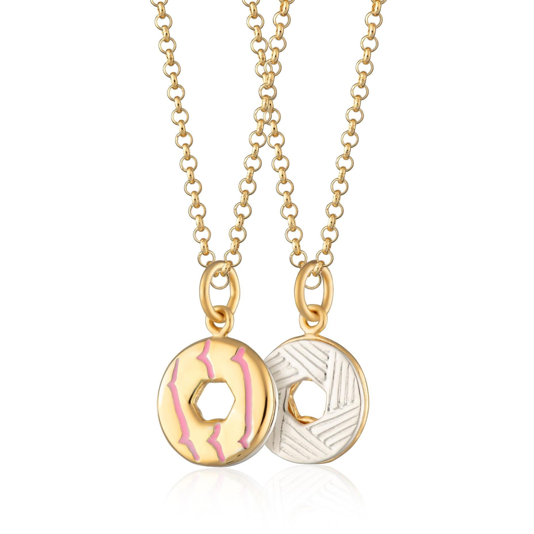 Gold Plated Celebration Ring Necklace with Red Teeth