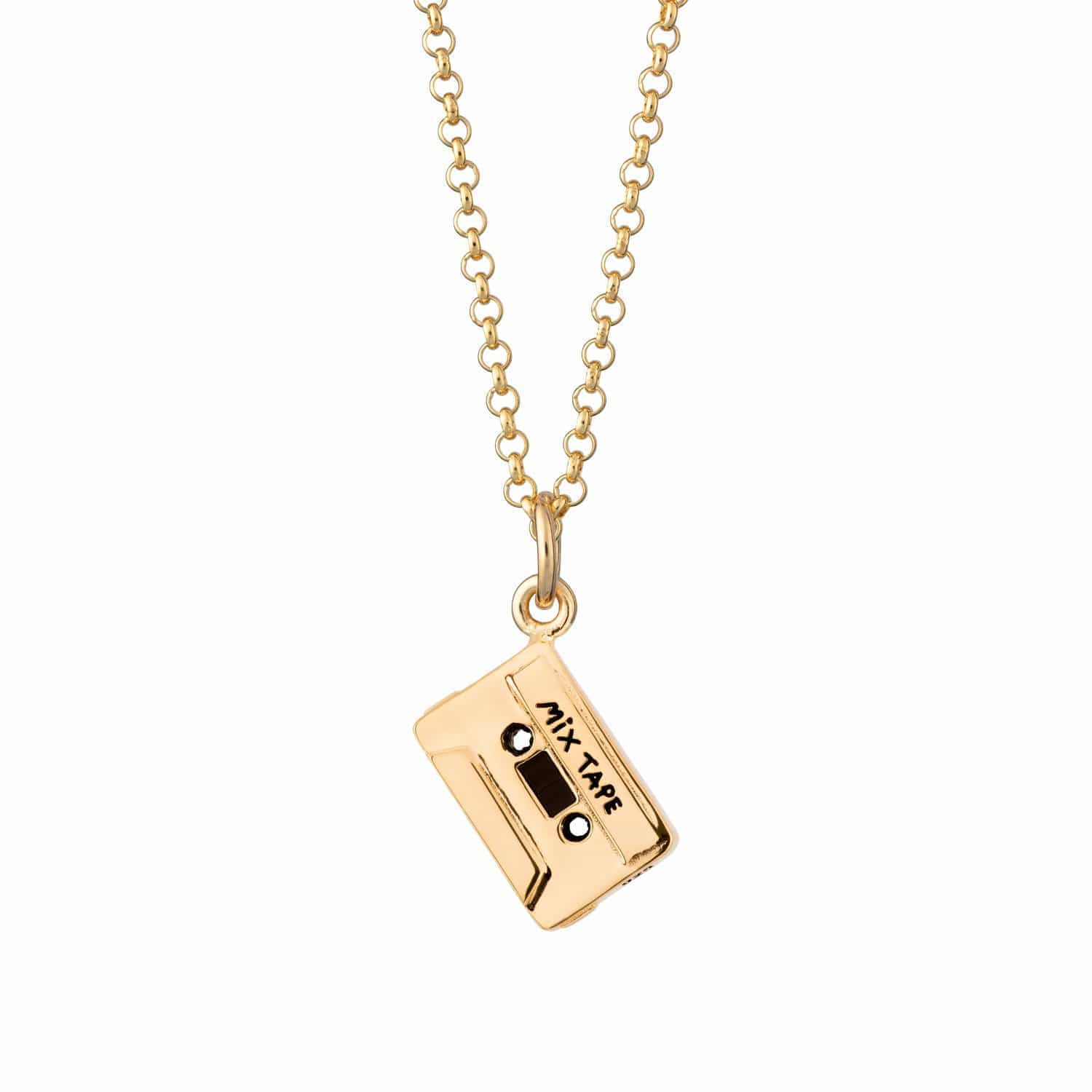 Gold Plated Cassette Tape Necklace