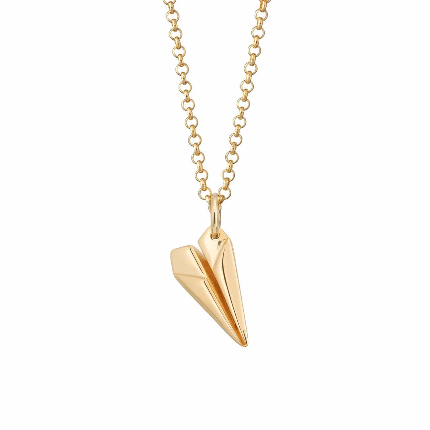 Gold Plated Paper Airplane Necklace