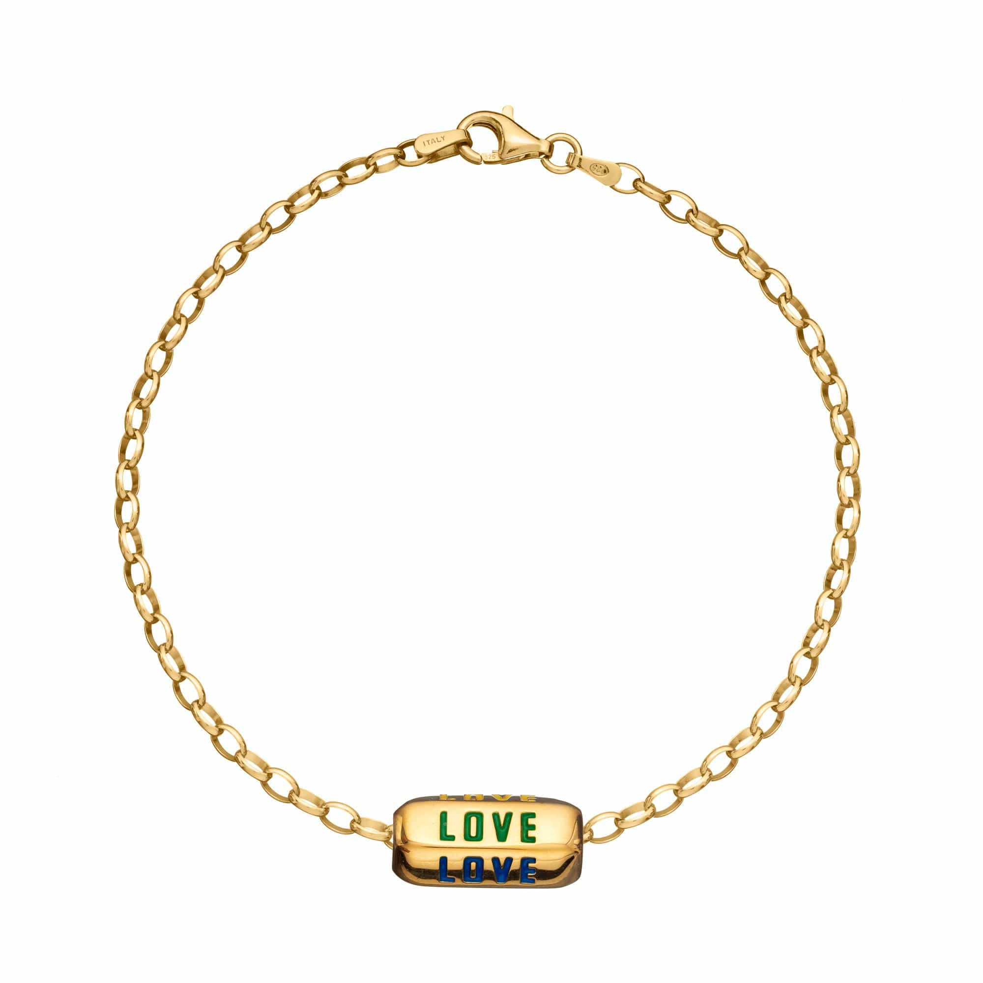 Gold Plated Love is All Round Attraction Bracelet (Rainbow)