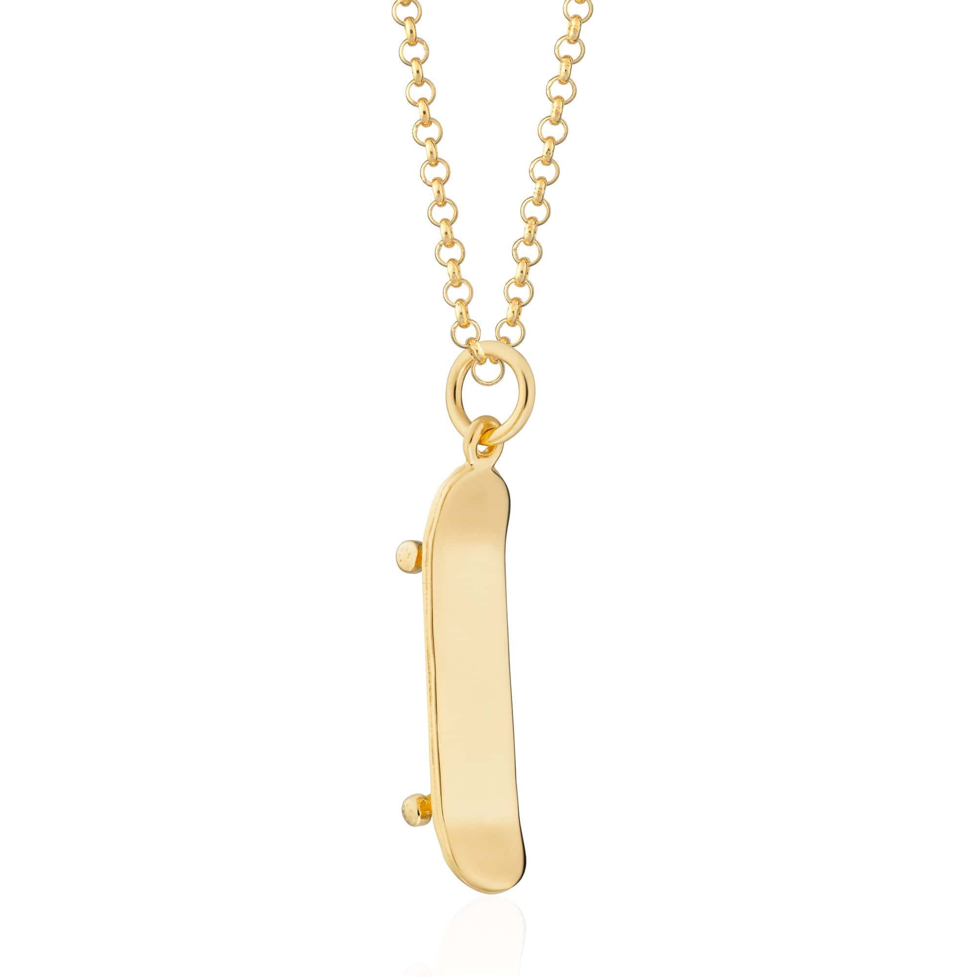 Gold Plated Skateboard Necklace