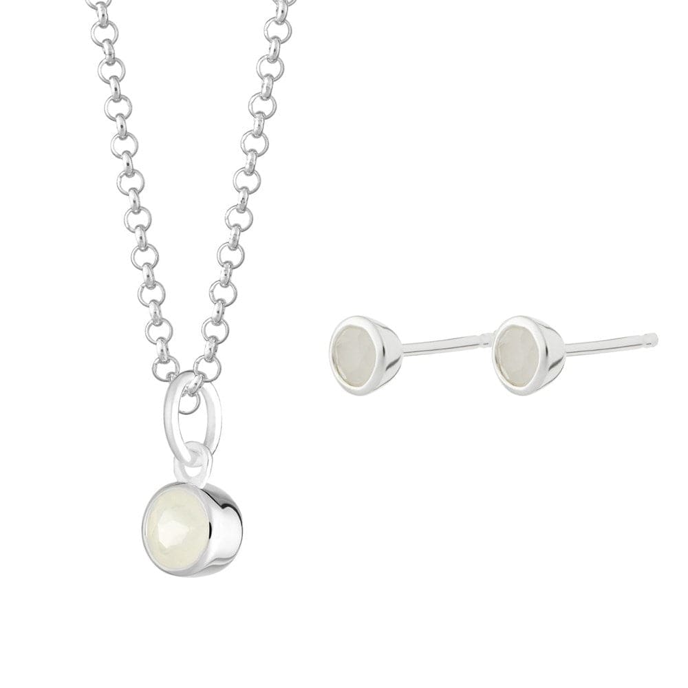 June Birthstone Jewelry Set (Moonstone)