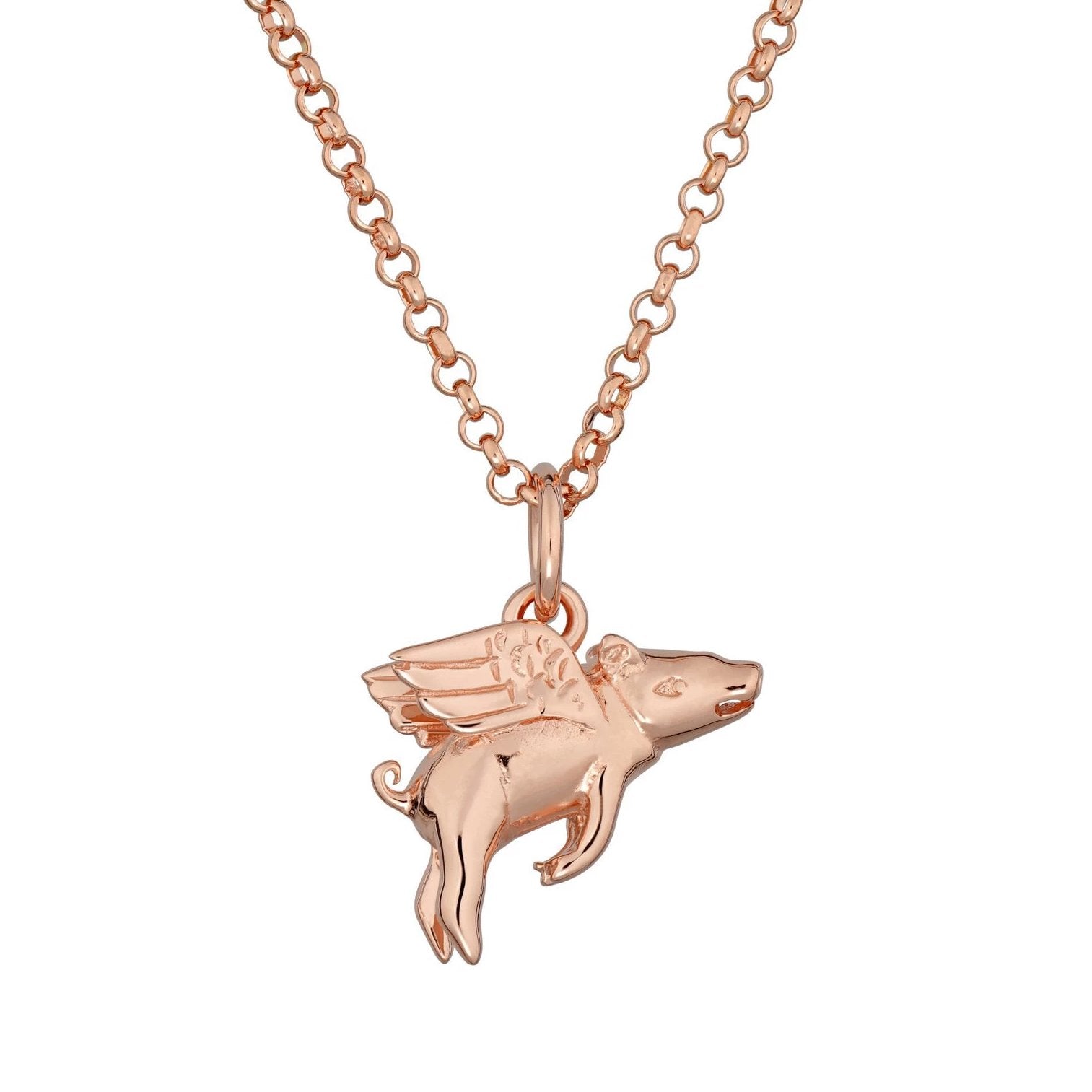 Rose Gold Plated Flying Pig Necklace, Restricted Version