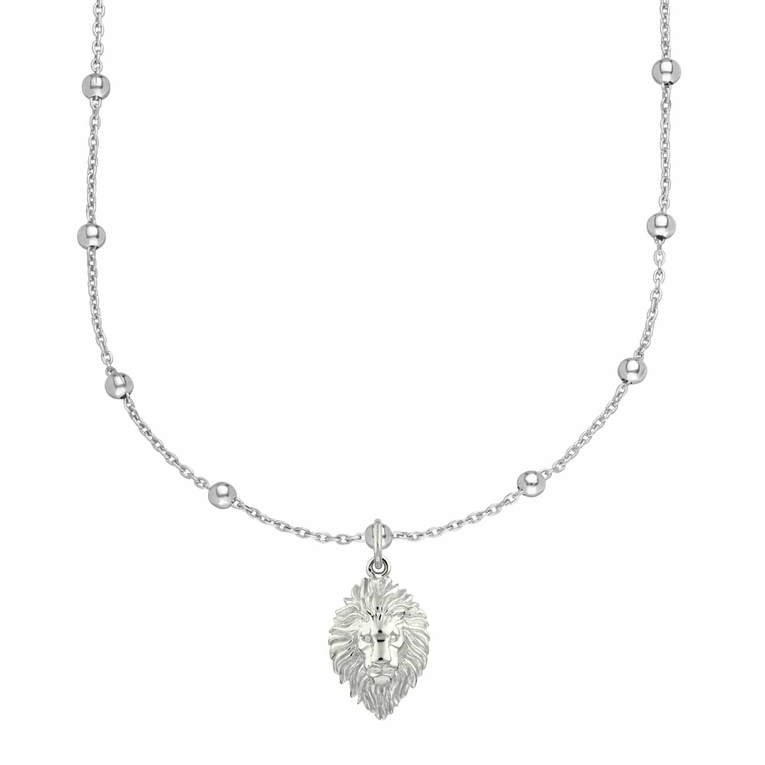 Silver Lion Head Satellite tv for pc Chain Necklace