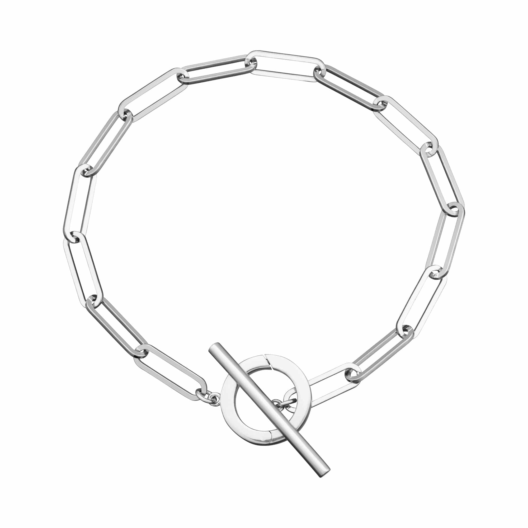 Silver Lengthy Hyperlink Allure Collector Bracelet