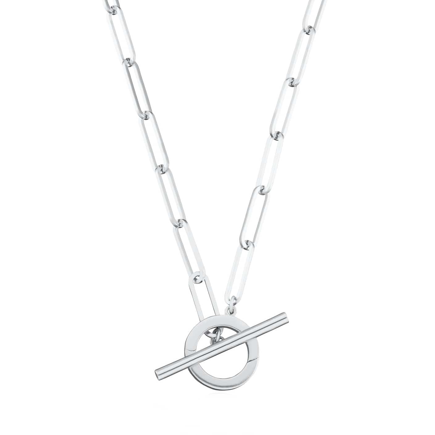 Silver Lengthy Hyperlink Attraction Collector Necklace
