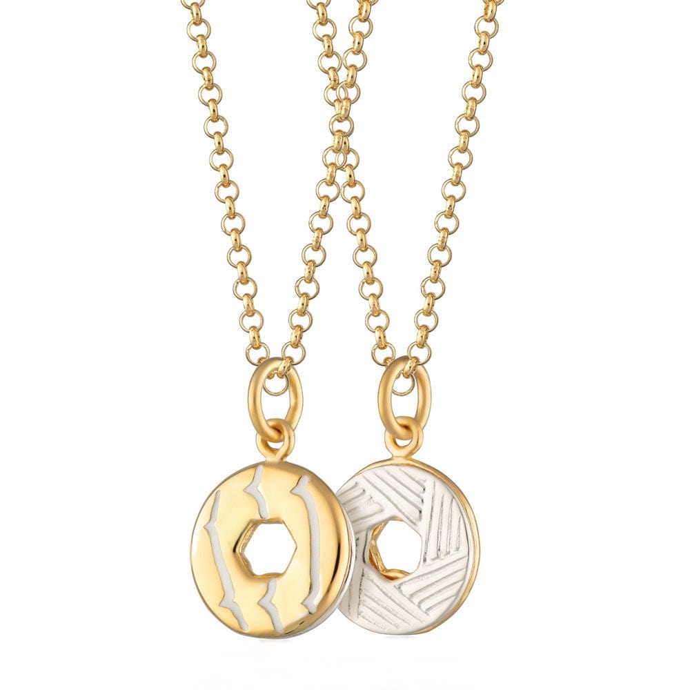 Gold Plated Birthday celebration Ring Necklace with White Tooth