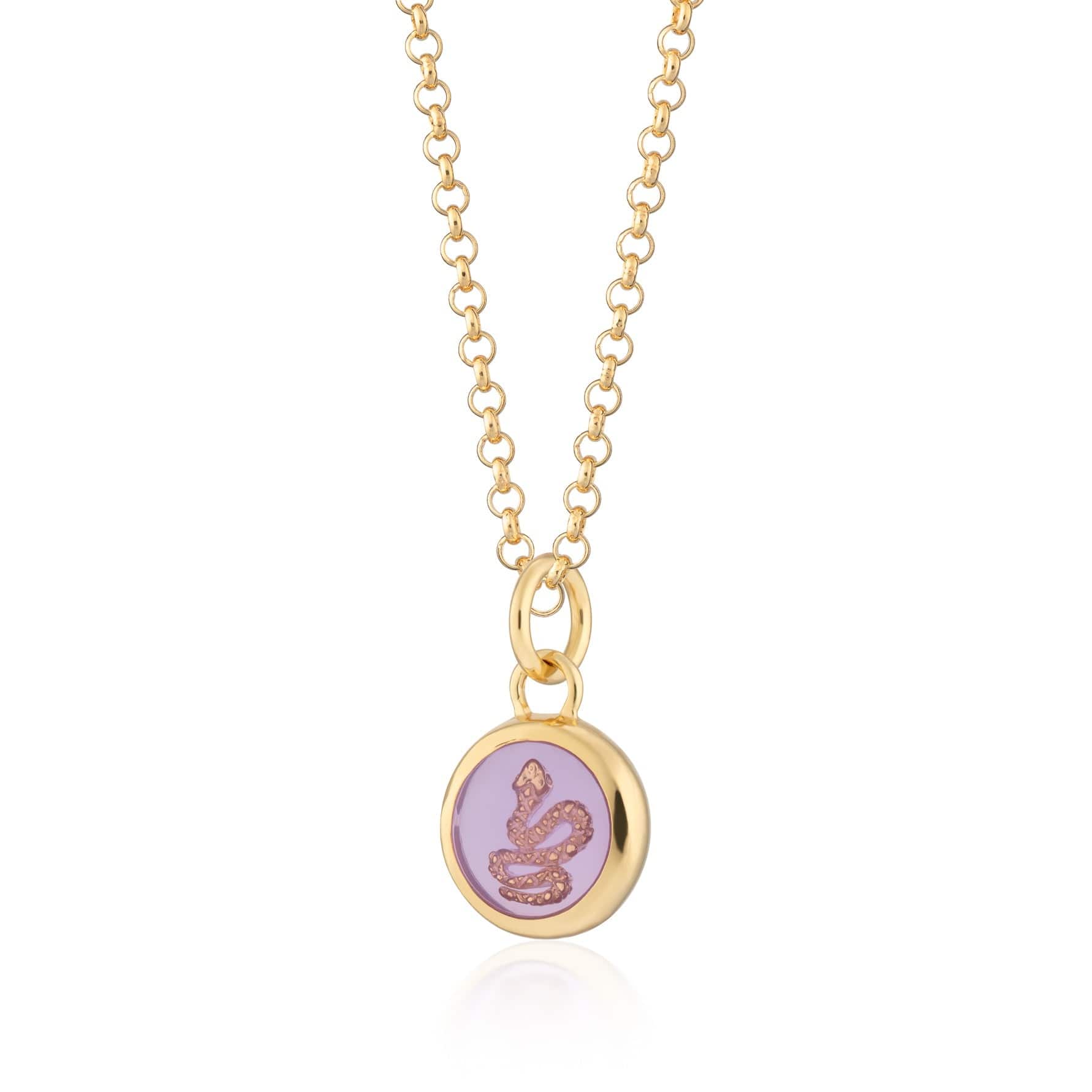 Gold Plated Crimson Snake Resin Seize Necklace
