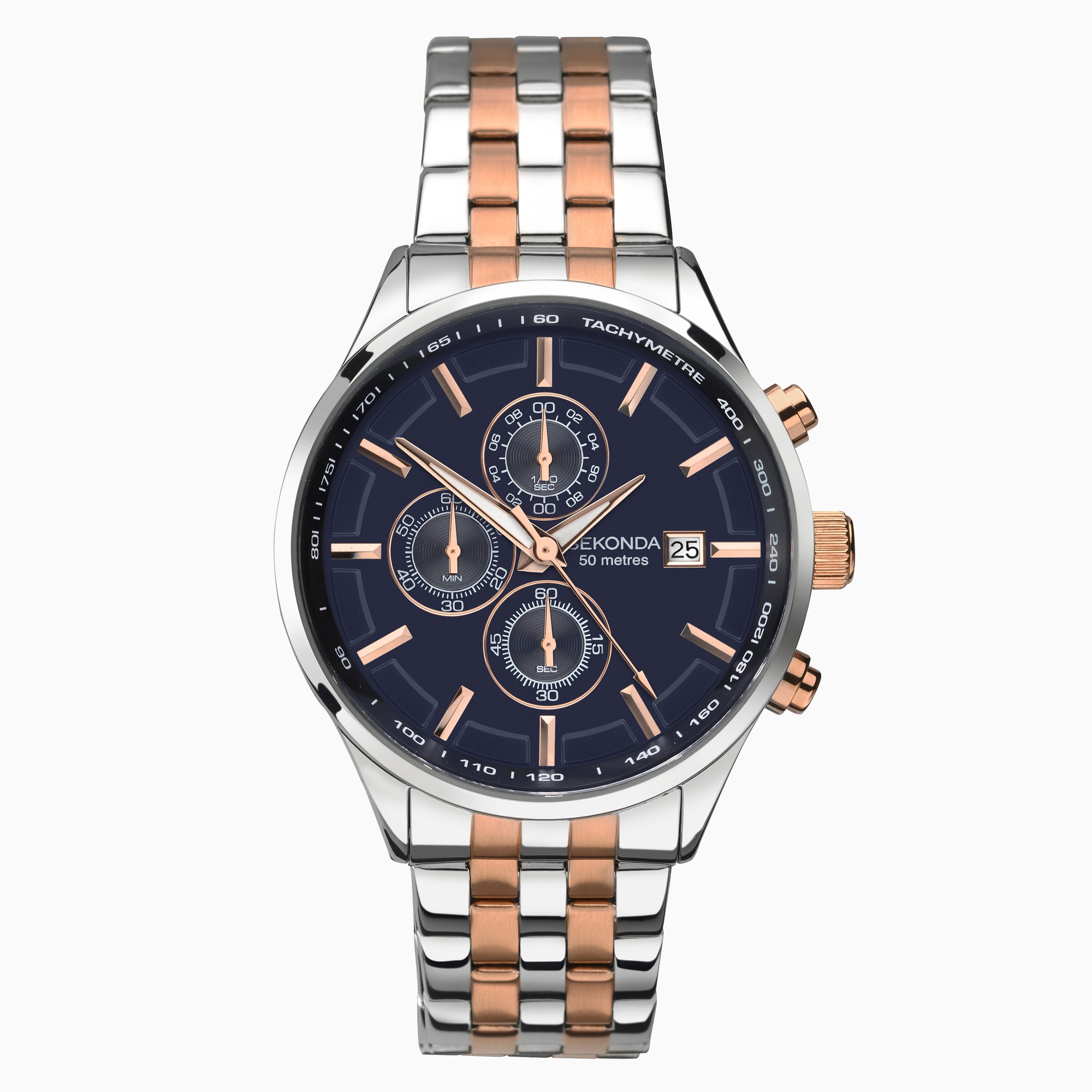 Sekonda Sekonda Sports Chronograph Men’s Watch | Two Tone Case & Stainless Steel Bracelet with Navy Dial | 1107