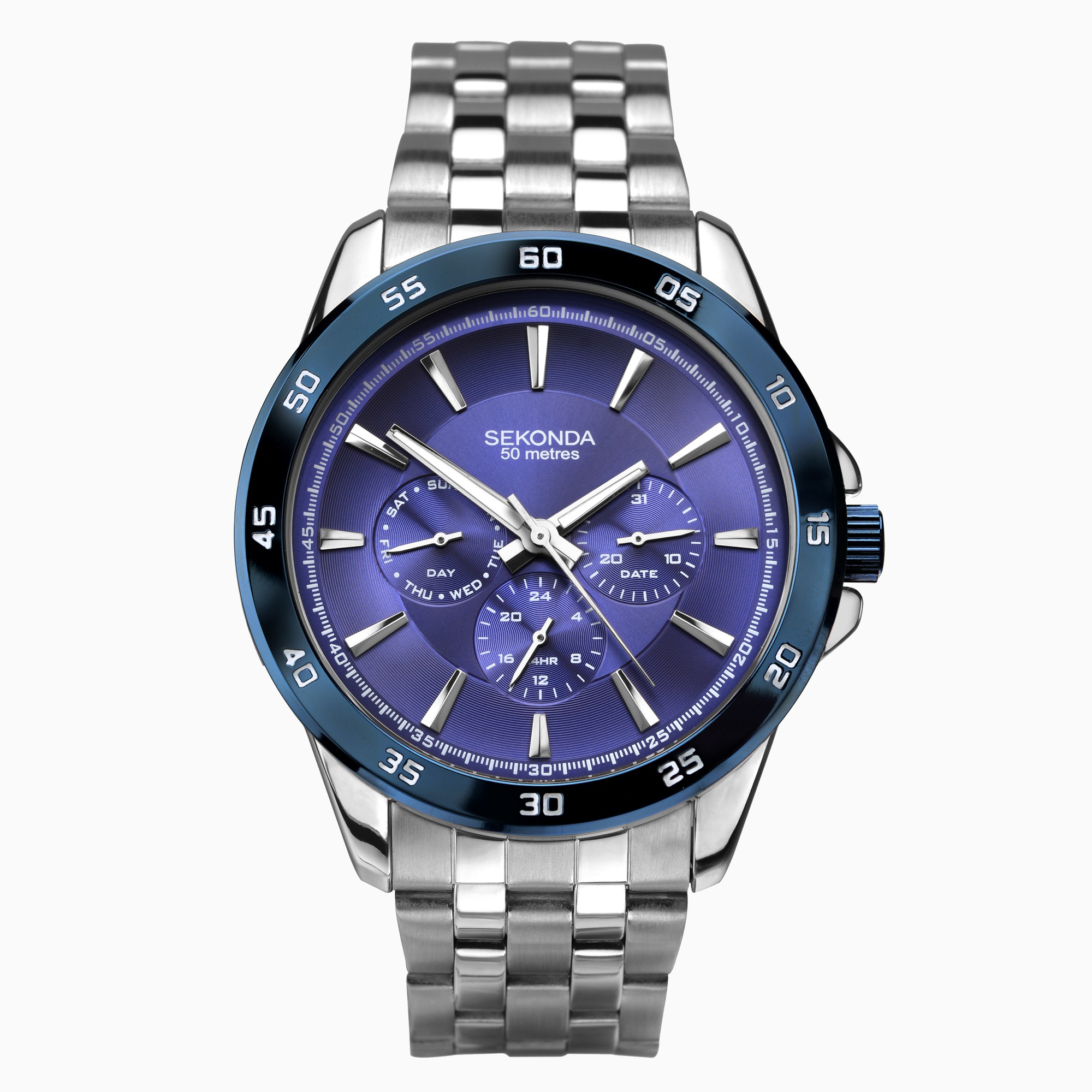 Sekonda Sekonda Sports Men’s Watch | Silver Case & Stainless Steel Bracelet with Navy Dial | 1391