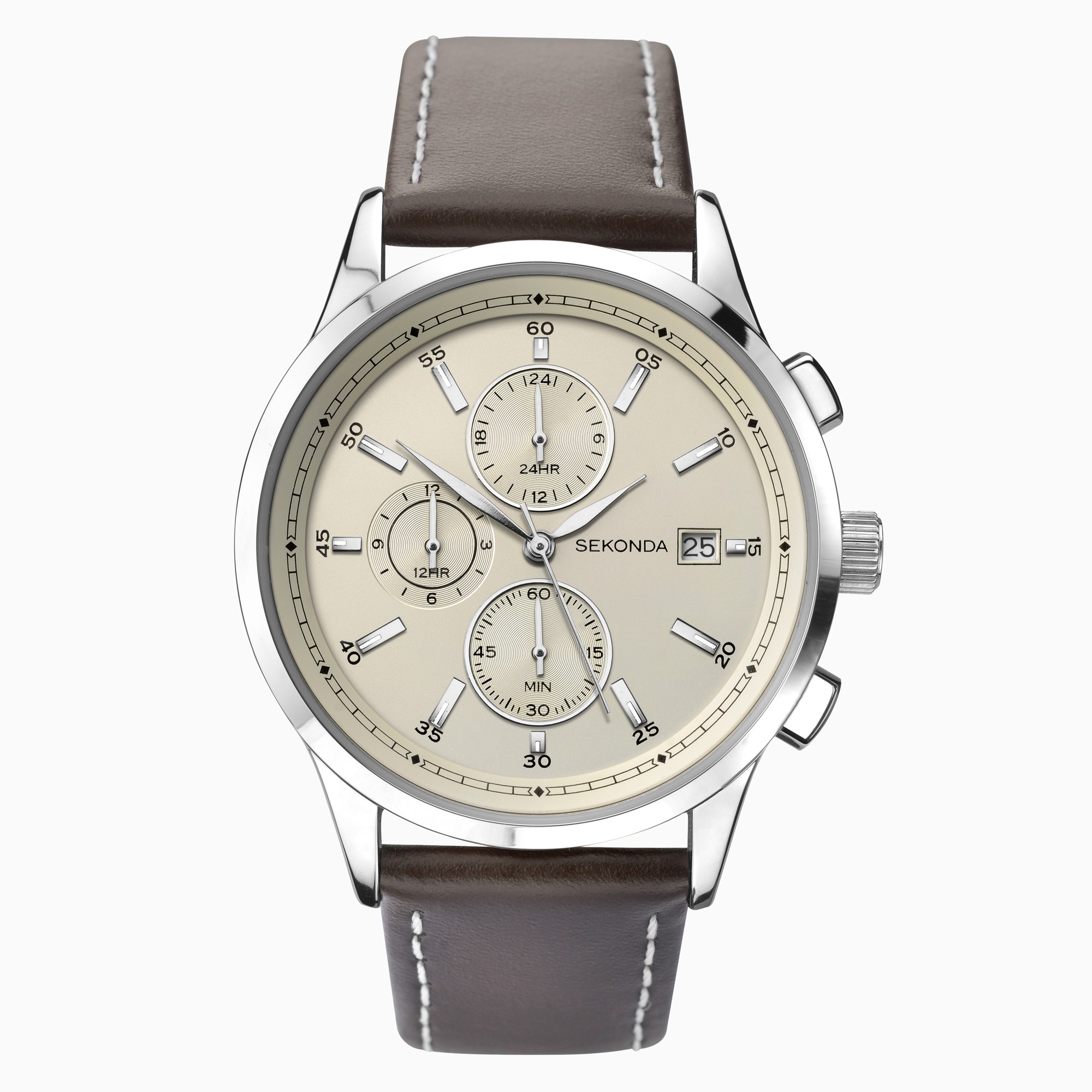 Sekonda Sekonda Men’s Watch | Silver Case & Leather Strap with Champagne Dial | 1394
