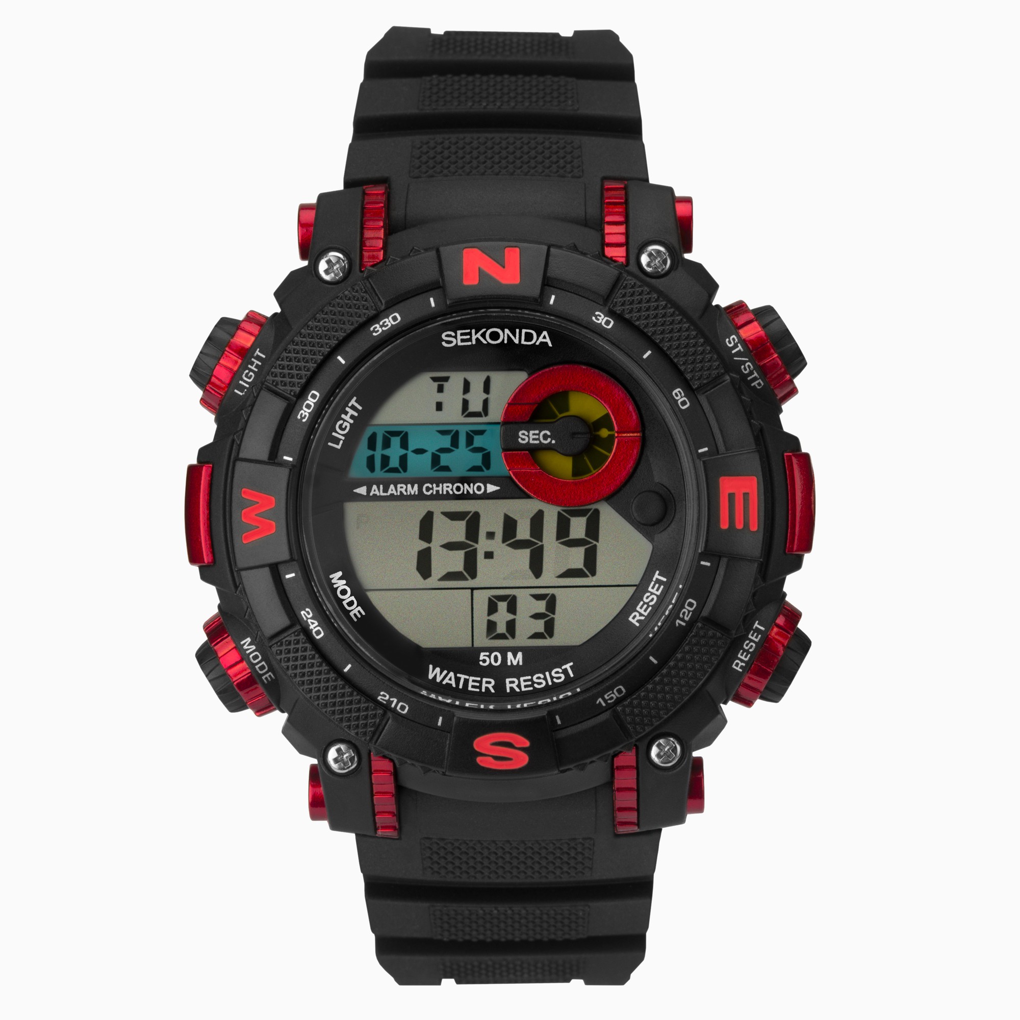 Sekonda Sekonda Digital Men’s Watch | Black & Red Case & Plastic Strap with Black Dial | 1525