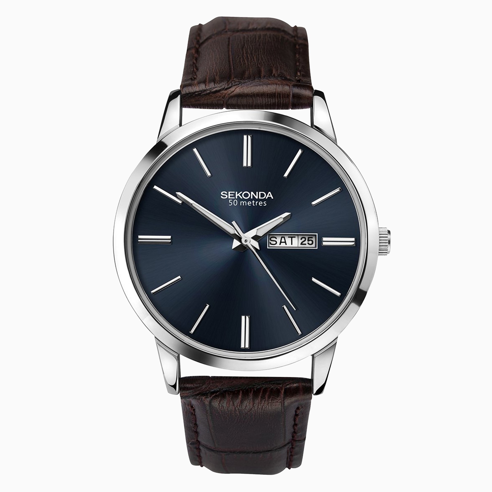 Sekonda Sekonda Classic Men’s Watch | Silver Case & Leather Upper Strap with Blue Dial | 1662