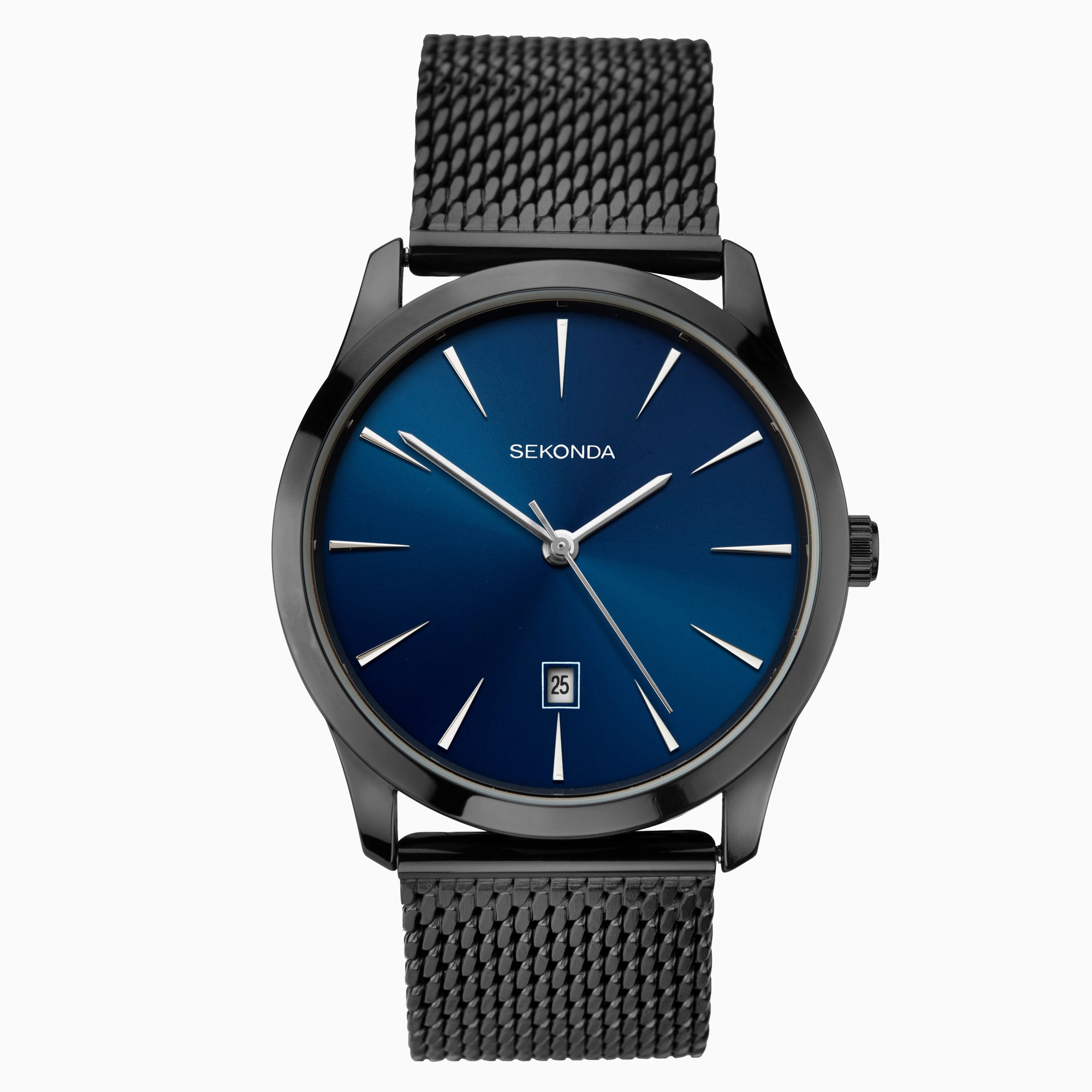 Sekonda Sekonda Minimal Men’s Watch | Black Case & Stainless Steel Bracelet with Blue Dial | 1786