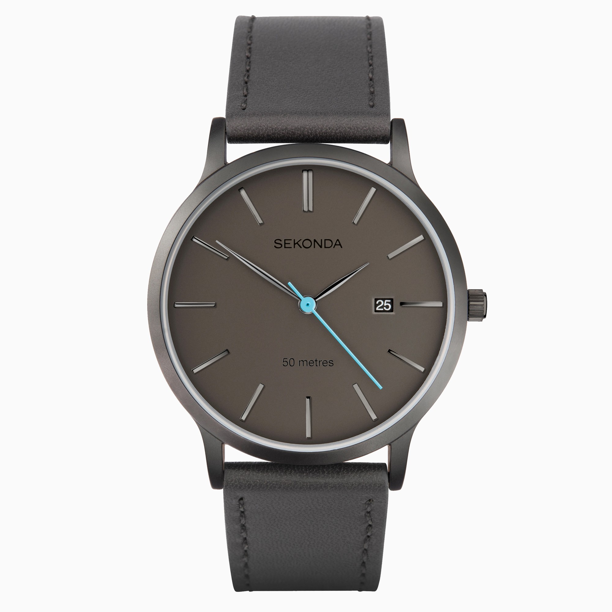 Sekonda Sekonda Bergen Men’s Watch | Black Case & Leather Upper Strap with Grey Dial | 1844