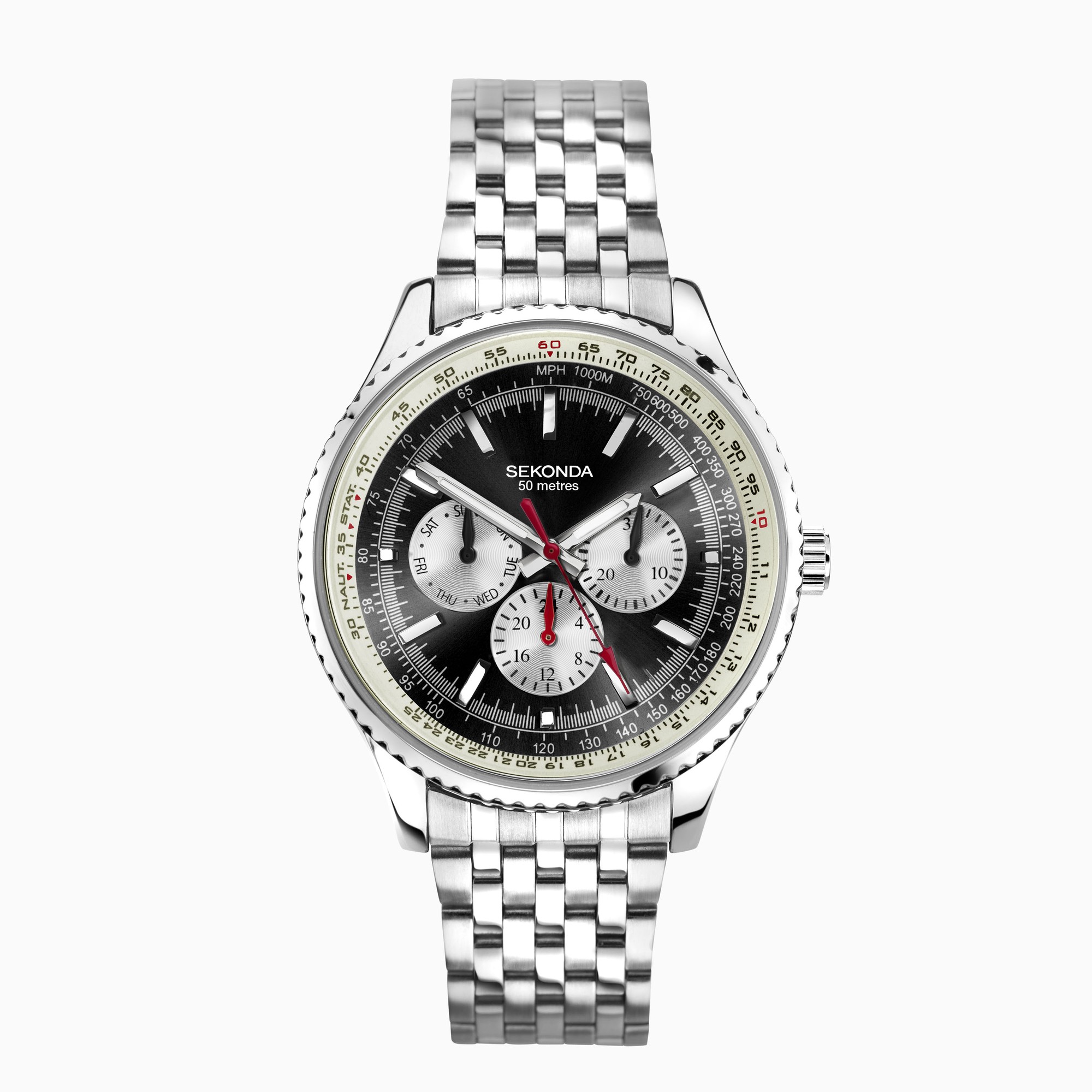 Sekonda Sekonda Maverick Men’s Watch | Silver Case & Stainless Steel Bracelet with Black Dial | 30037