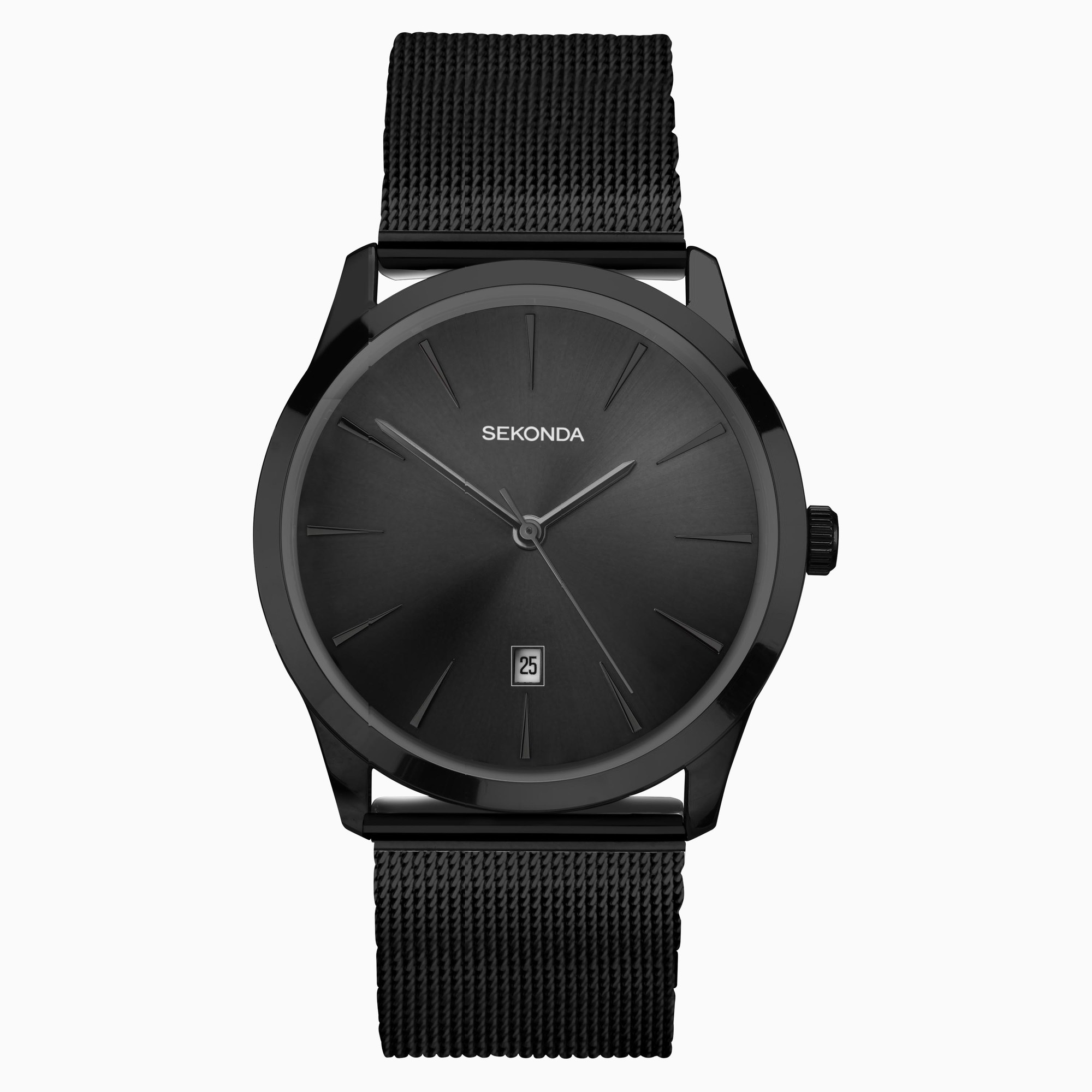 Sekonda Sekonda Minimal Men’s Watch | Black Case & Stainless Steel Mesh Bracelet with Black Dial | 30048