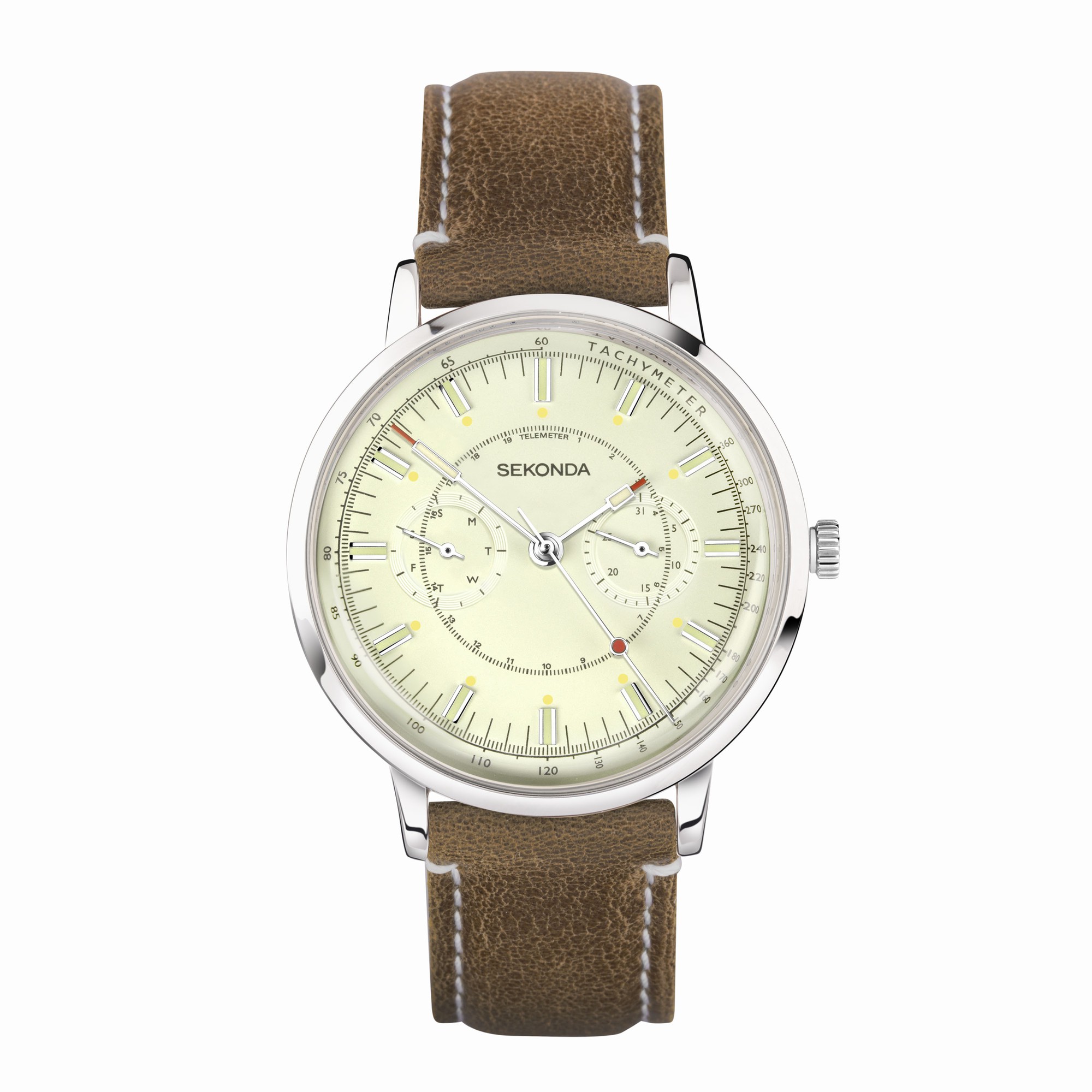 Sekonda Sekonda 1978 Men’s Watch | Silver Case & Tan Leather Strap with Cream Dial | 30099
