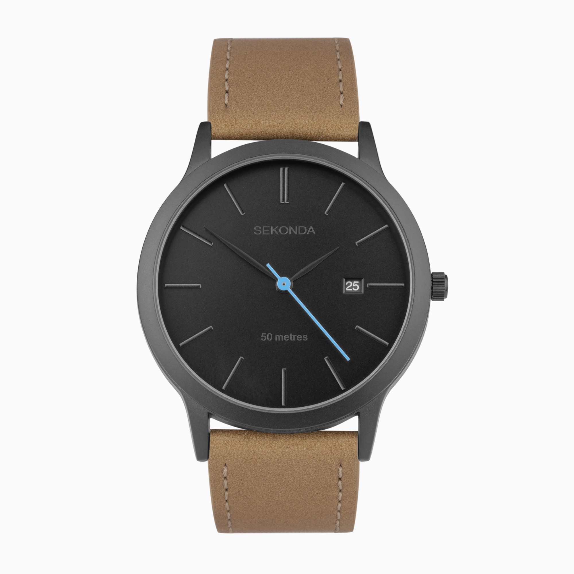 Sekonda Sekonda Bergen Men’s Watch | Black Alloy Case & Tan Leather Strap with Black Dial | 30133