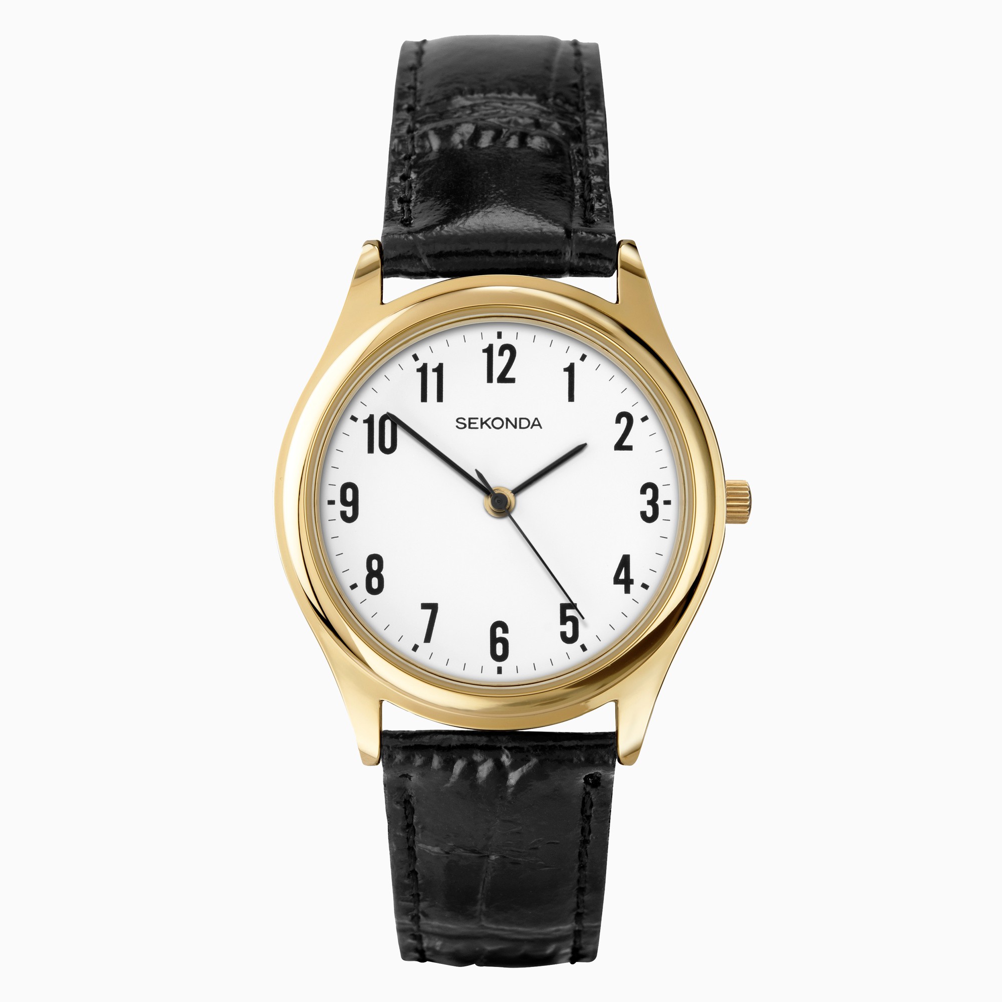 Sekonda Sekonda Easy Reader Men’s Watch | Gold Case & Leather Upper Strap with White Dial | 3623