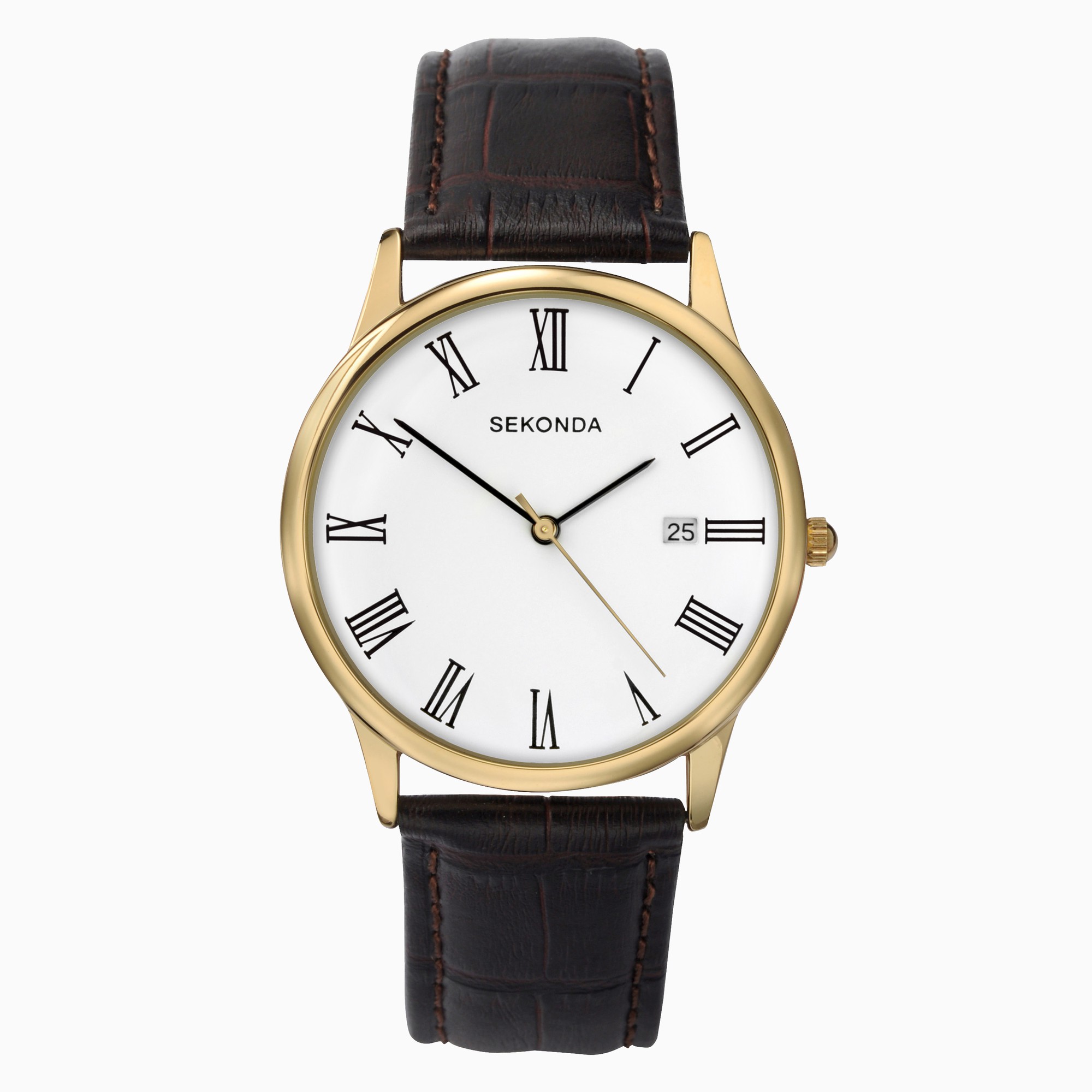 Sekonda Sekonda Classic Men’s Watch | Gold Case & Leather Upper Strap with White Dial | 3676
