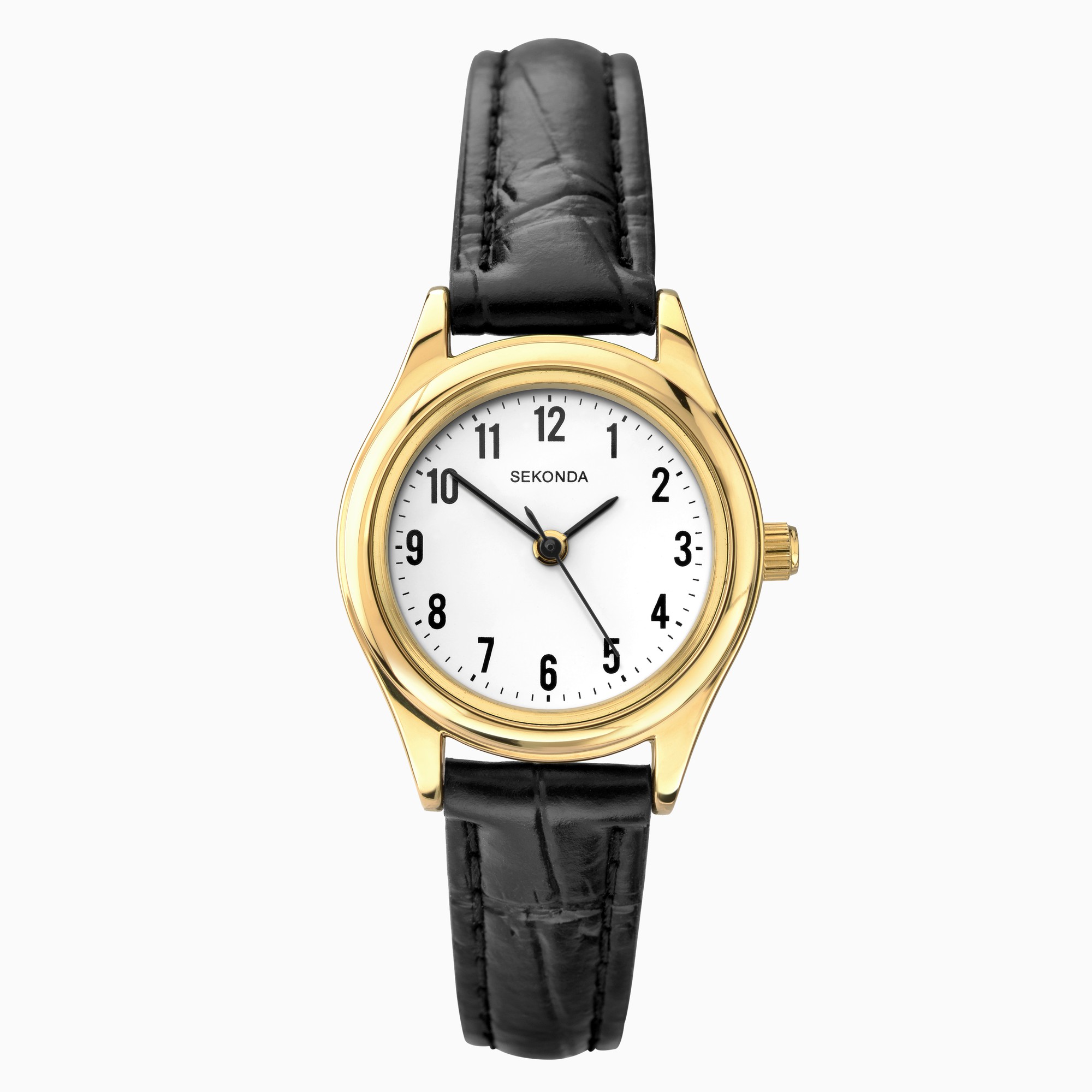 Sekonda Sekonda Easy Reader Ladies Watch | Gold Case & Leather Upper Strap with White Dial | 4493