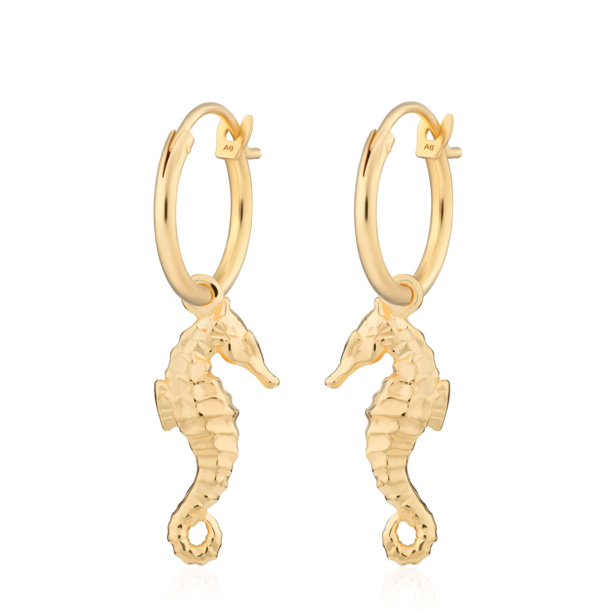 Gold Plated Seahorse Appeal Hoop Earrings