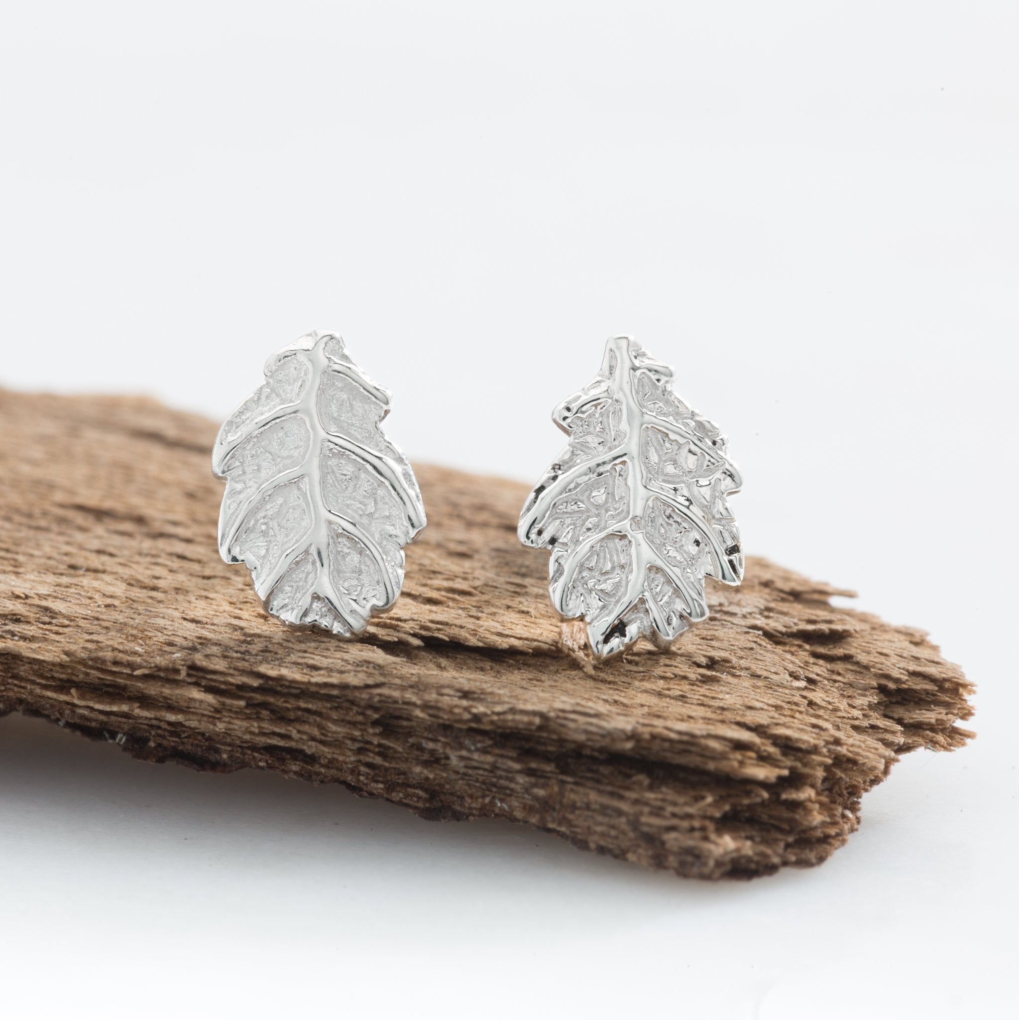 Silver Oak Leaf Stud Earrings