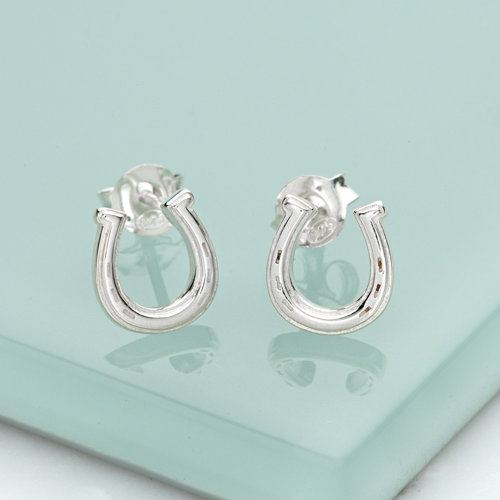 Silver Fortunate Horseshoe Stud Earrings