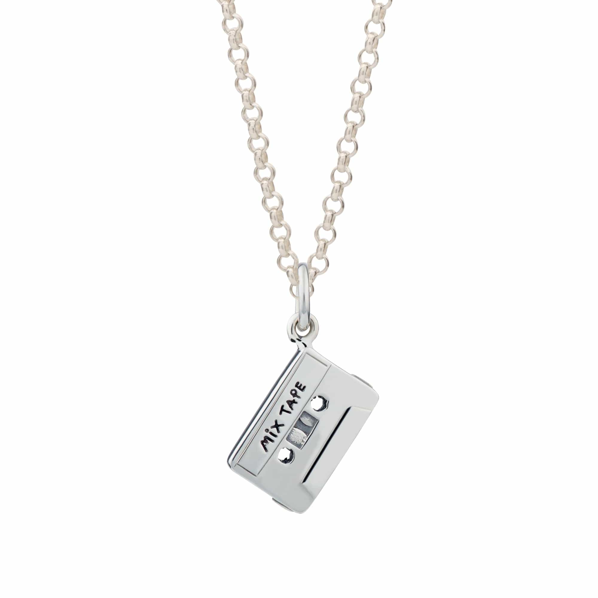 Silver Cassette Tape Necklace