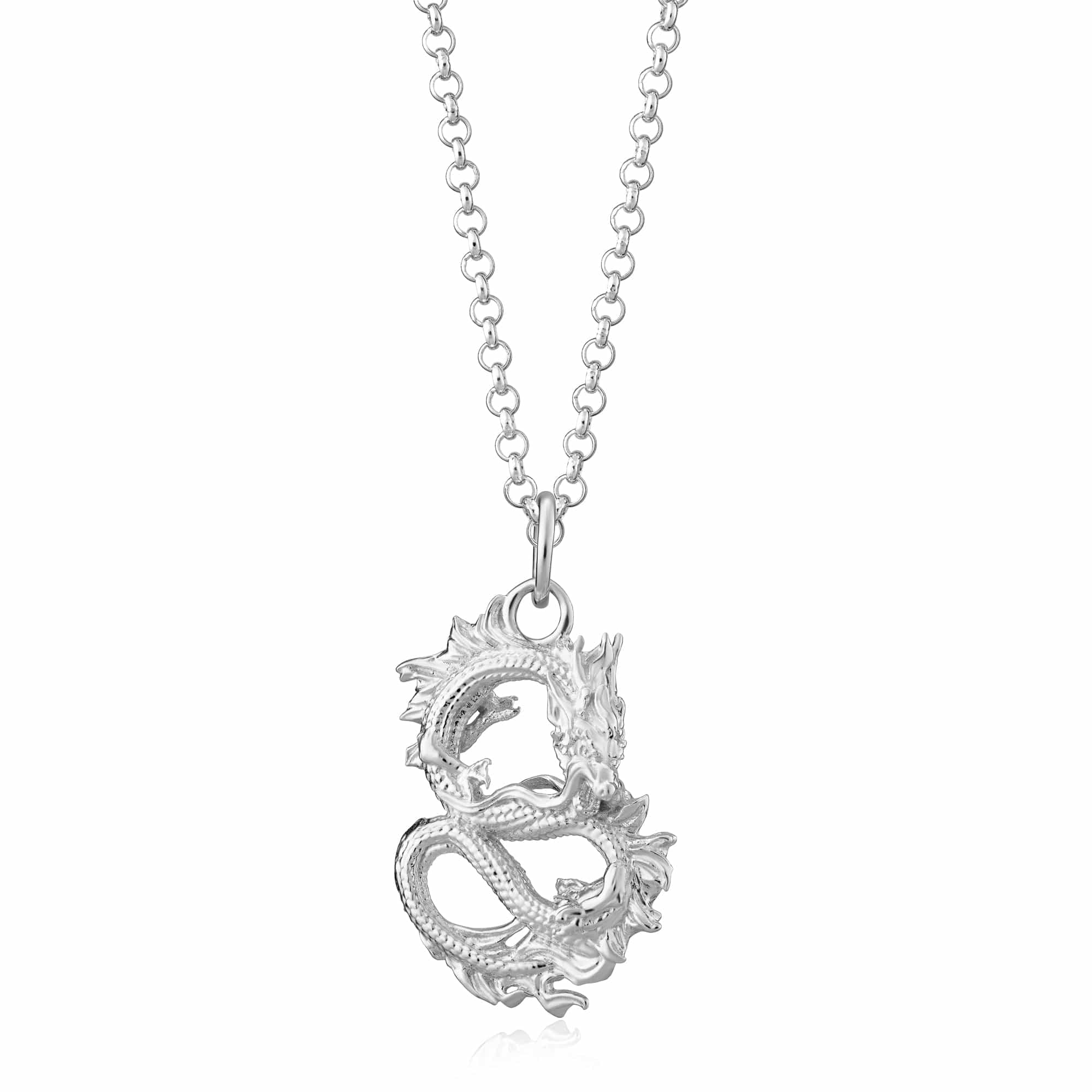 Silver Chinese language Dragon Necklace