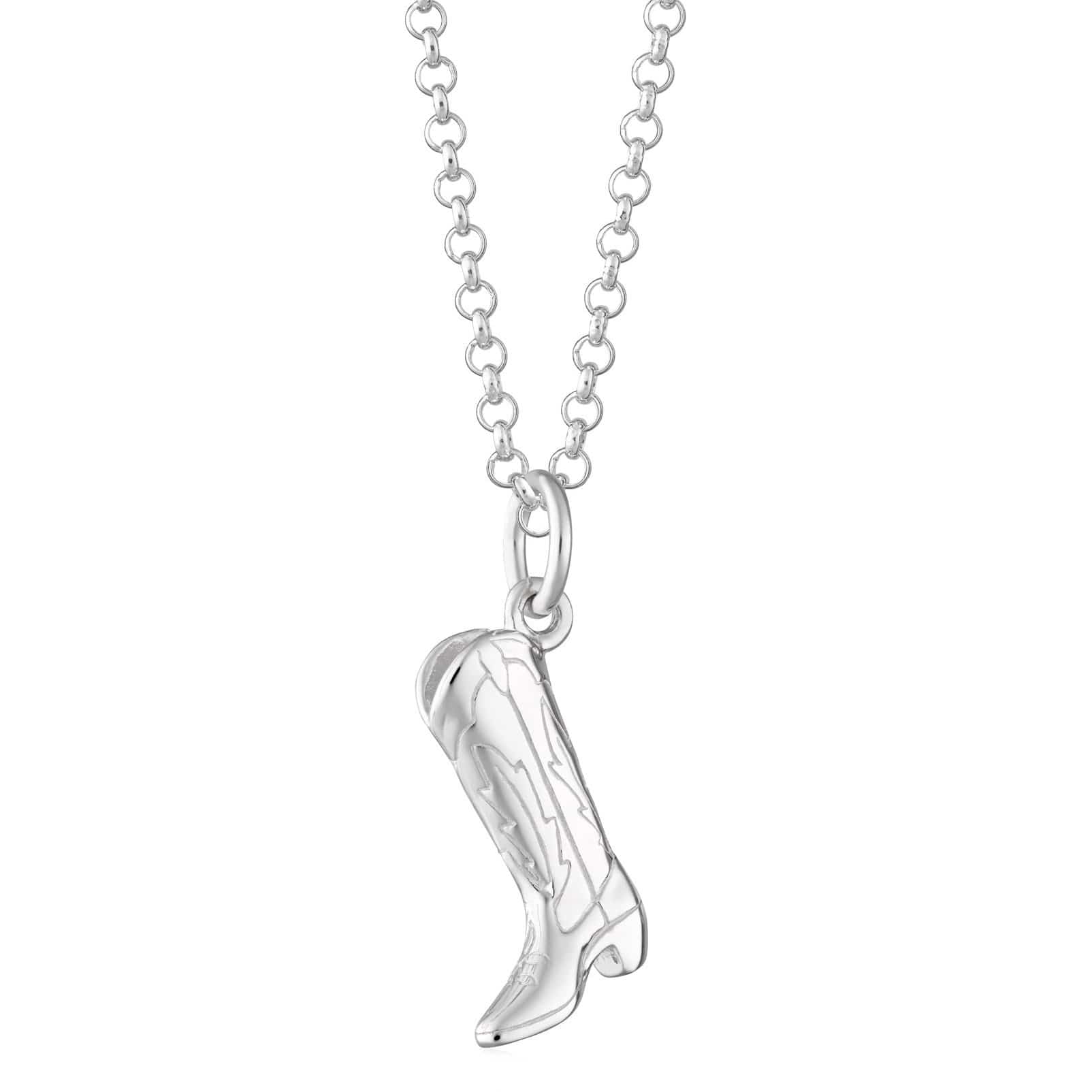 Silver Cowboy Boot Necklace