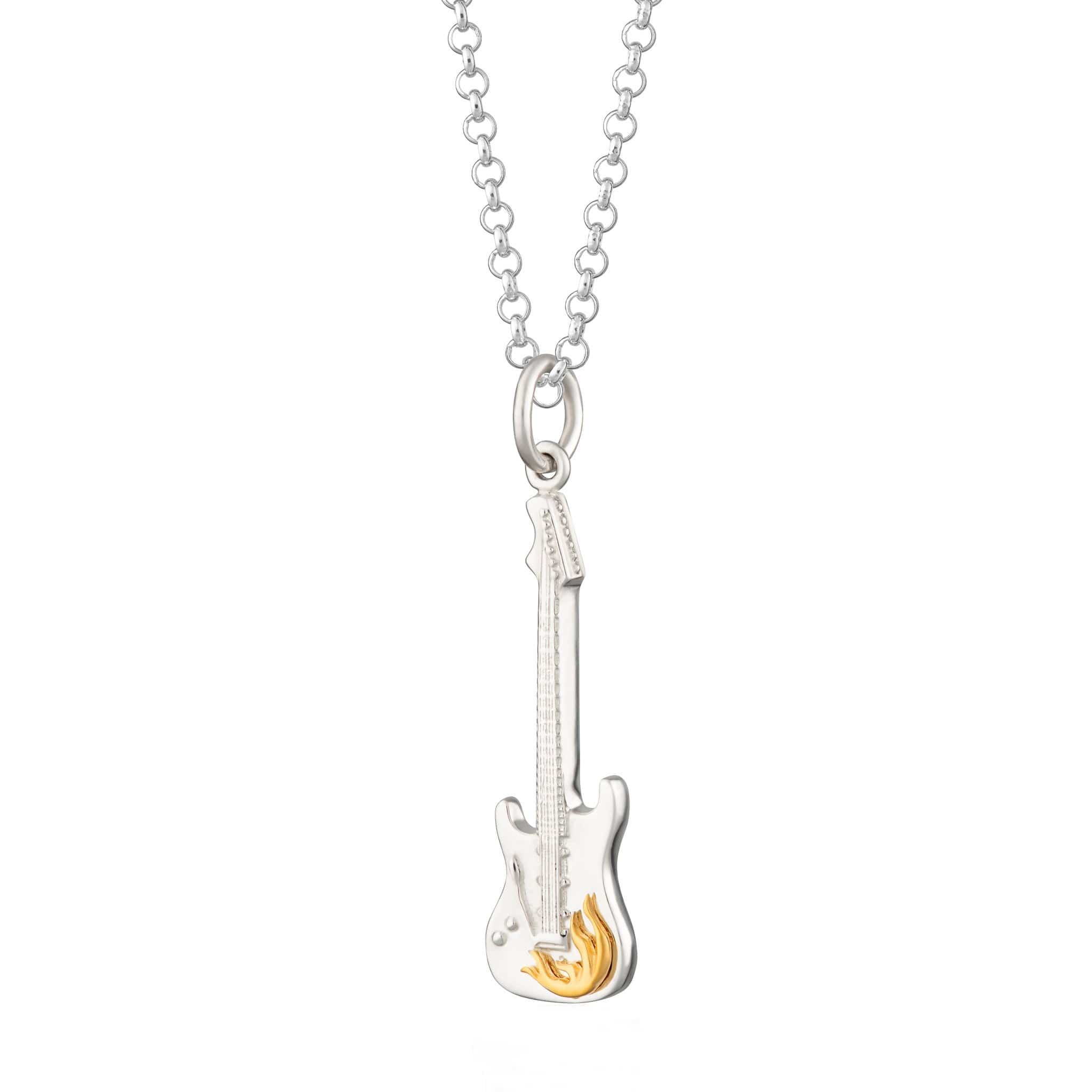 Silver Electrical Guitar Necklace