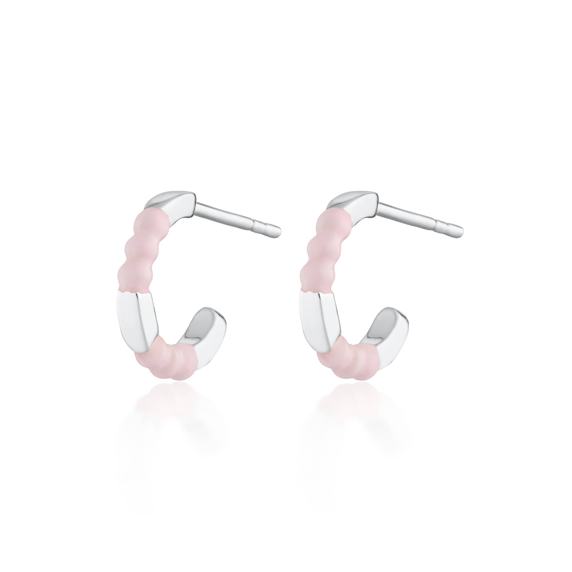 Silver Tooth Dot Huggie Hoop Earrings