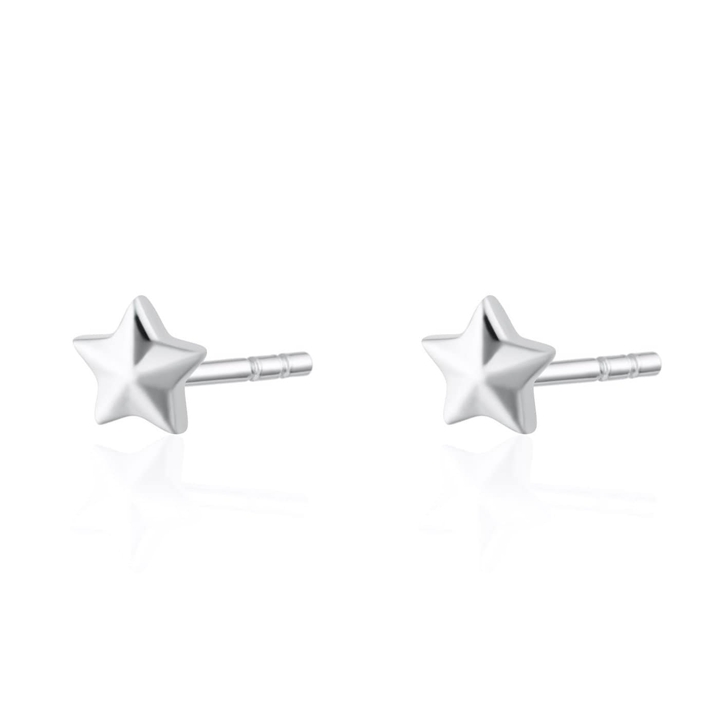 Silver Faceted Superstar Stud Earrings