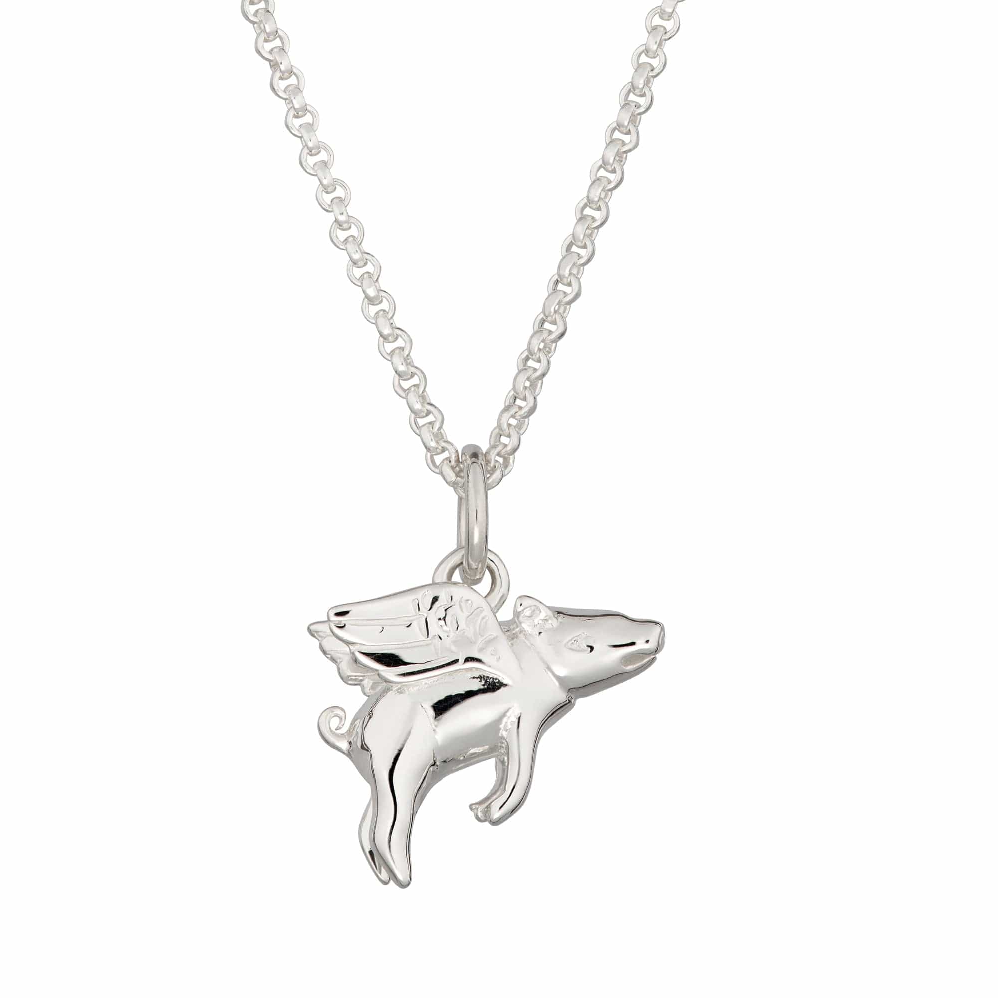 Silver Flying Pig Necklace