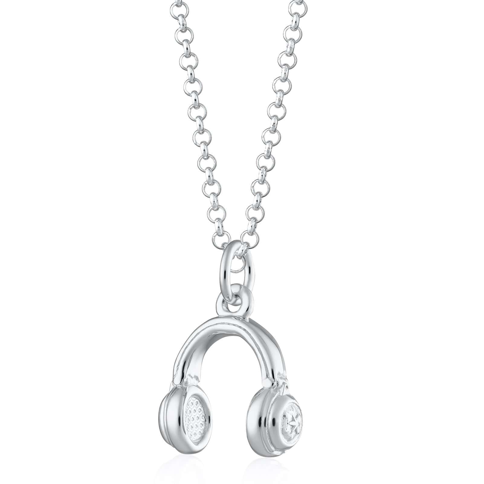 Silver Headphones Necklace
