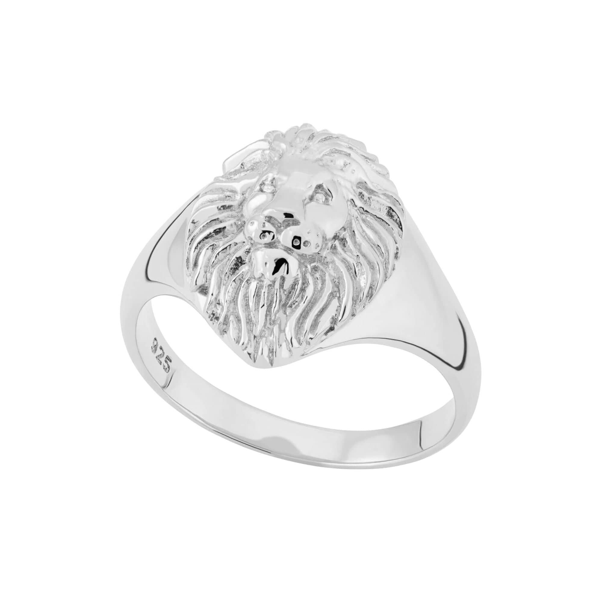 Silver Lion Head Signet Ring - Image 2
