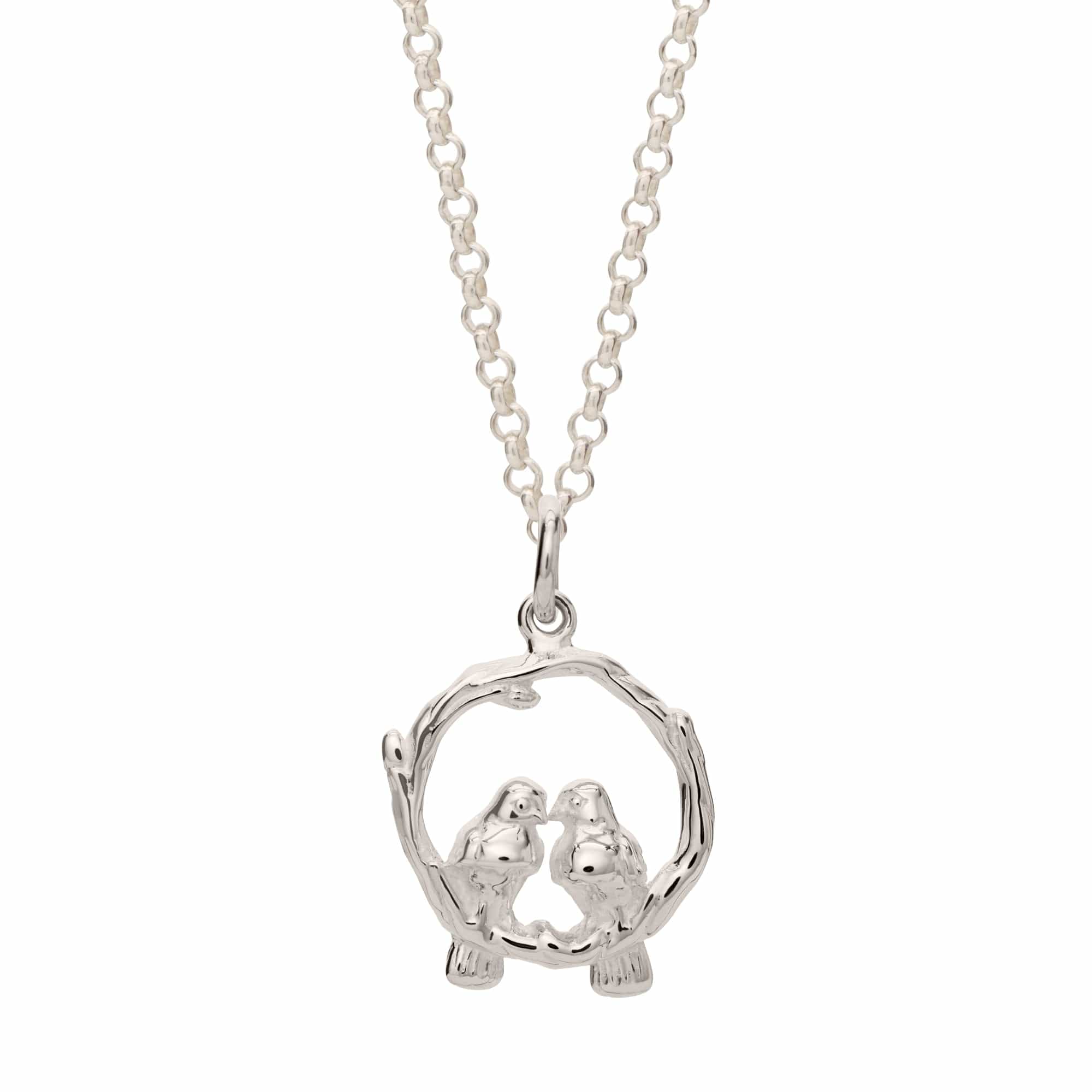 Silver Love Birds Necklace