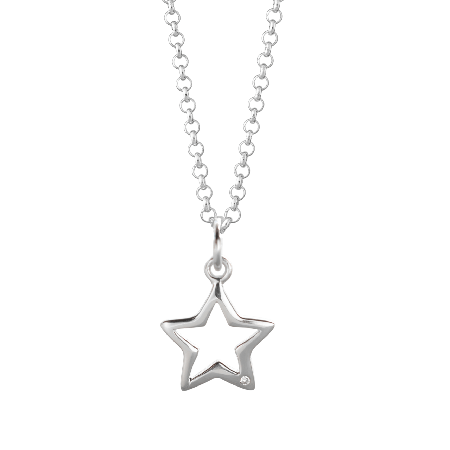Silver and Diamond Open Famous person Necklace