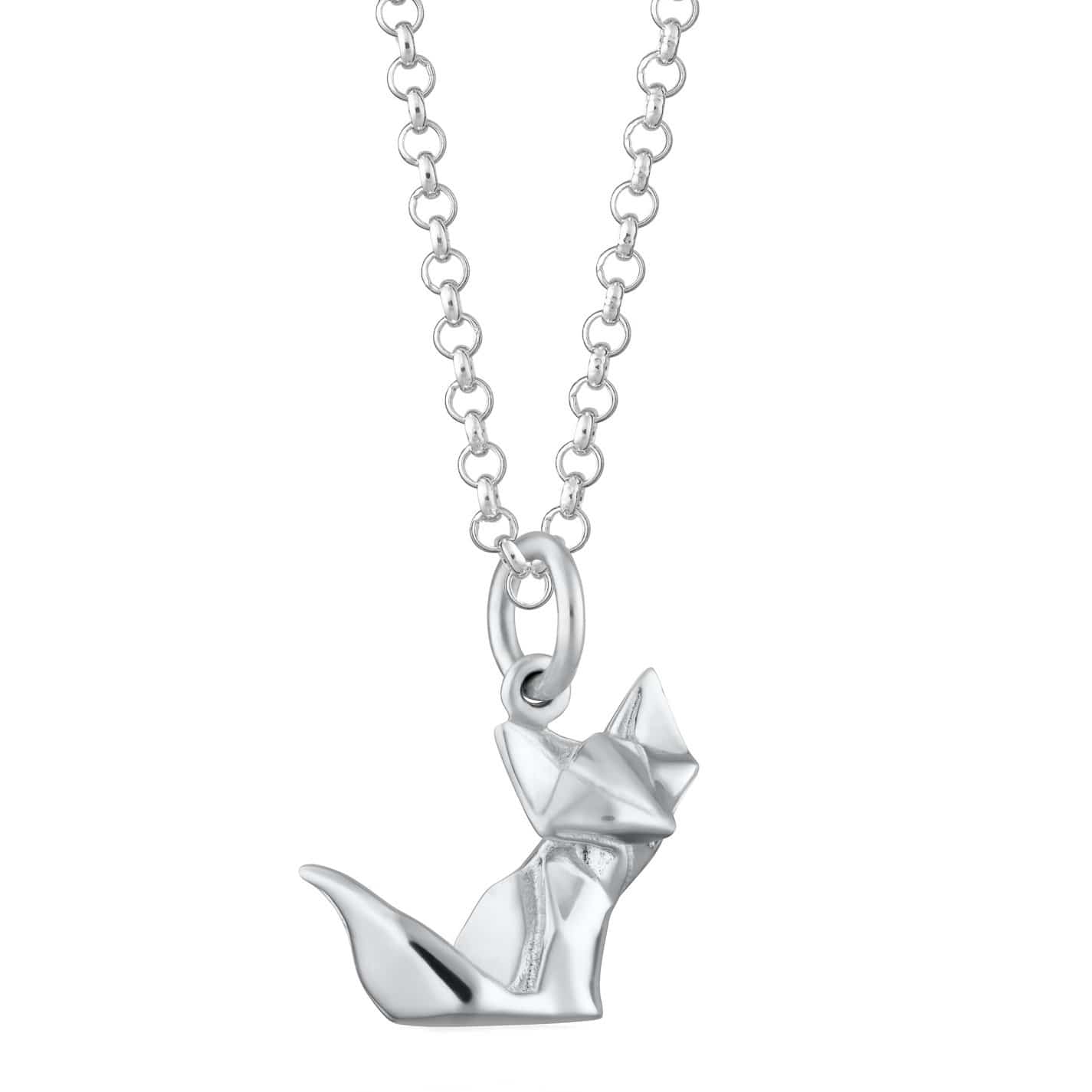 Silver Origami Fox Necklace