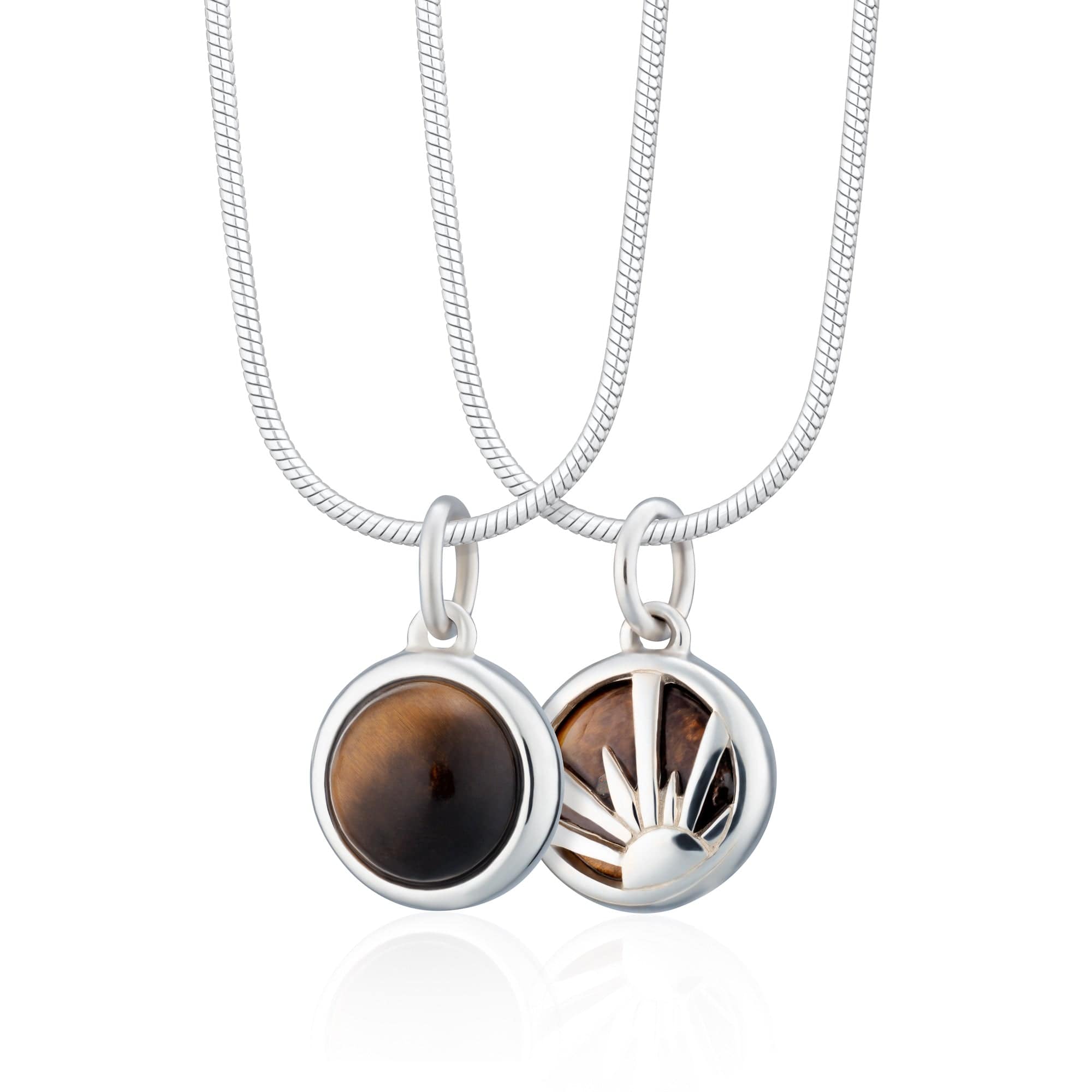Silver Tigers Eye Therapeutic Stone Necklace (Braveness)