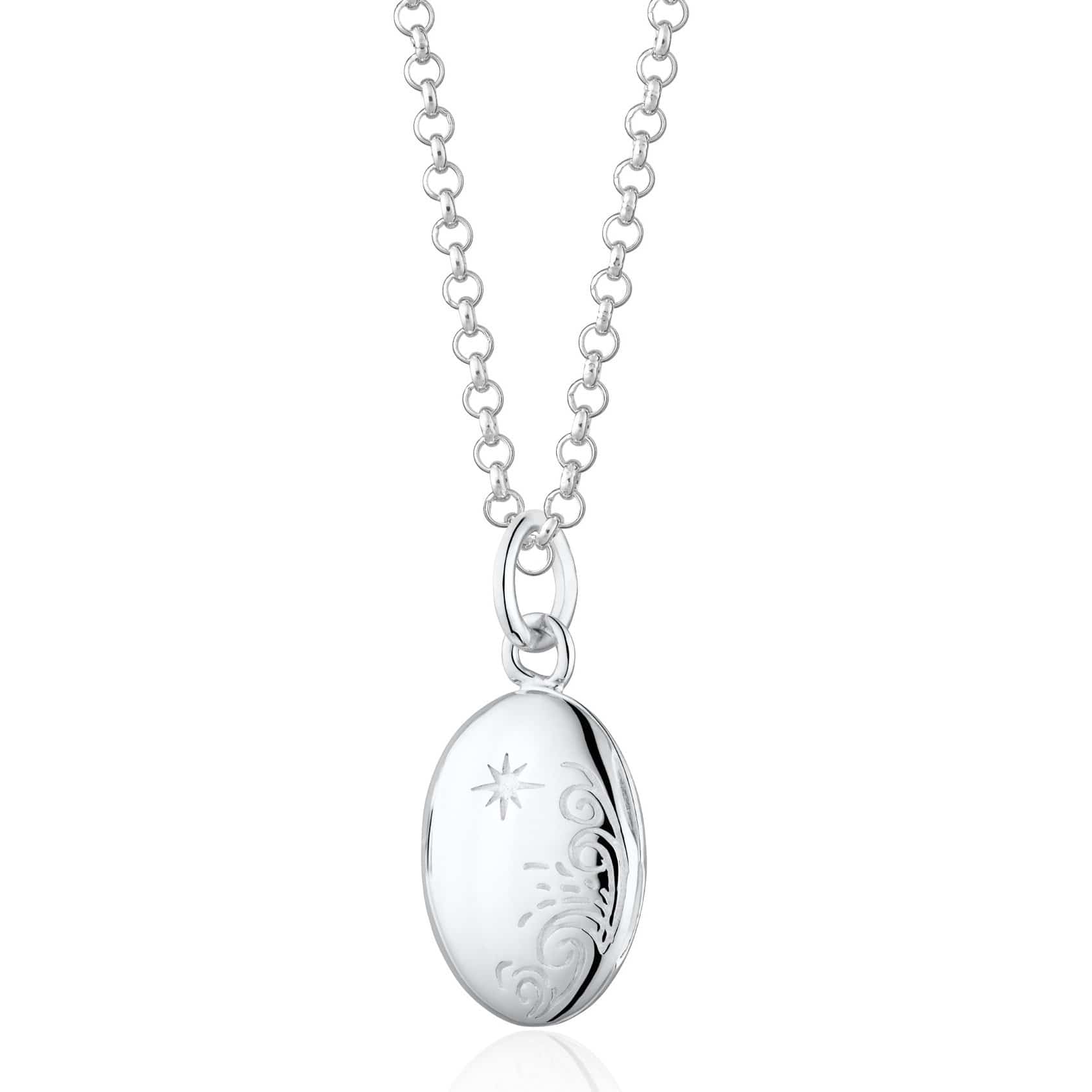 Silver Tiny Celestial Locket Necklace