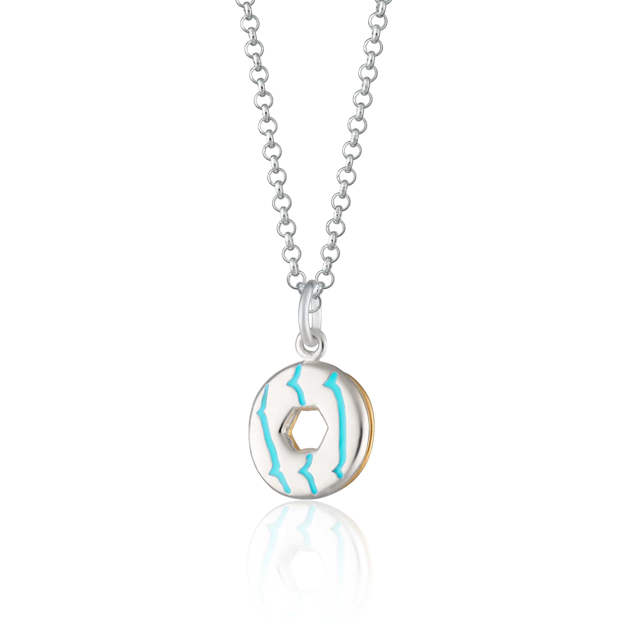 Silver Celebration Ring Necklace with Turquoise Tooth