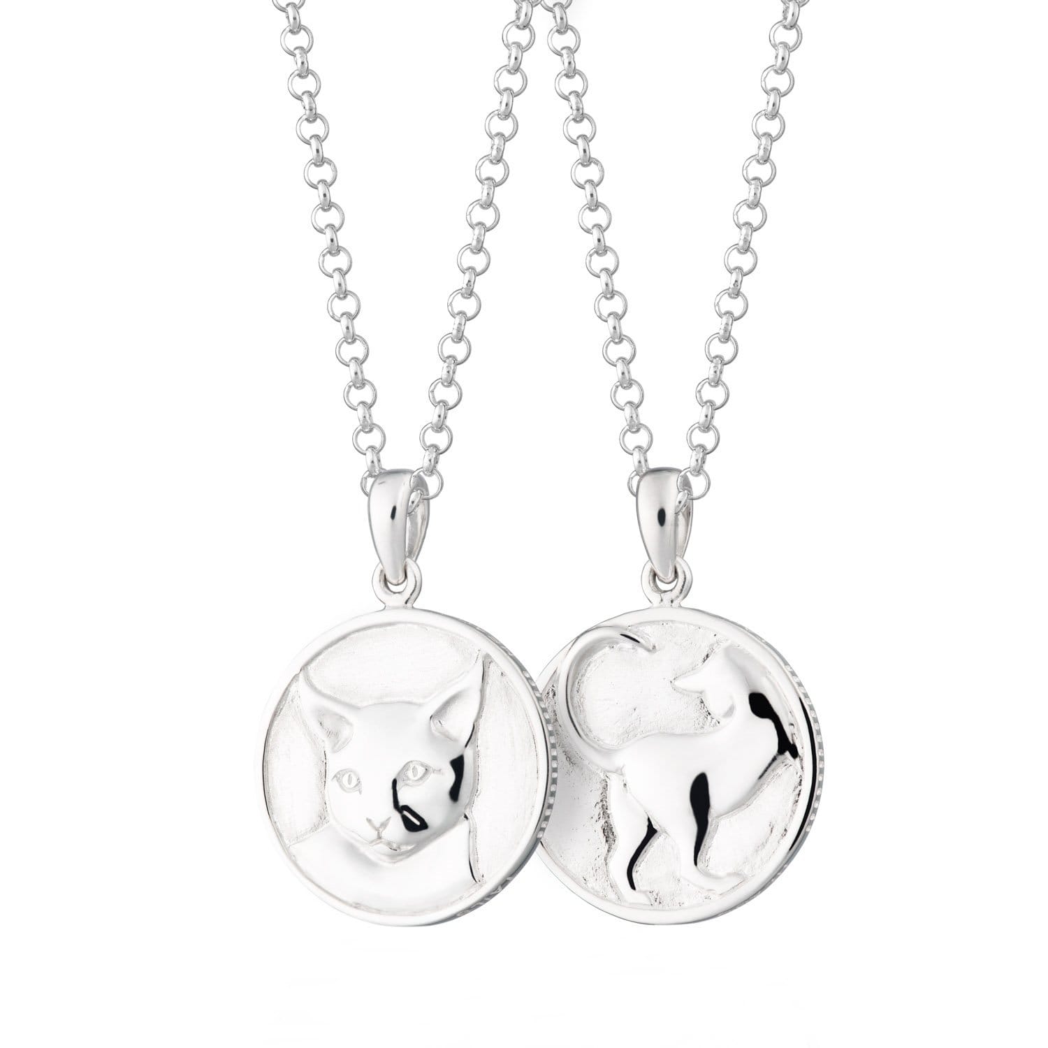Silver Cat Heads and Tails Necklace