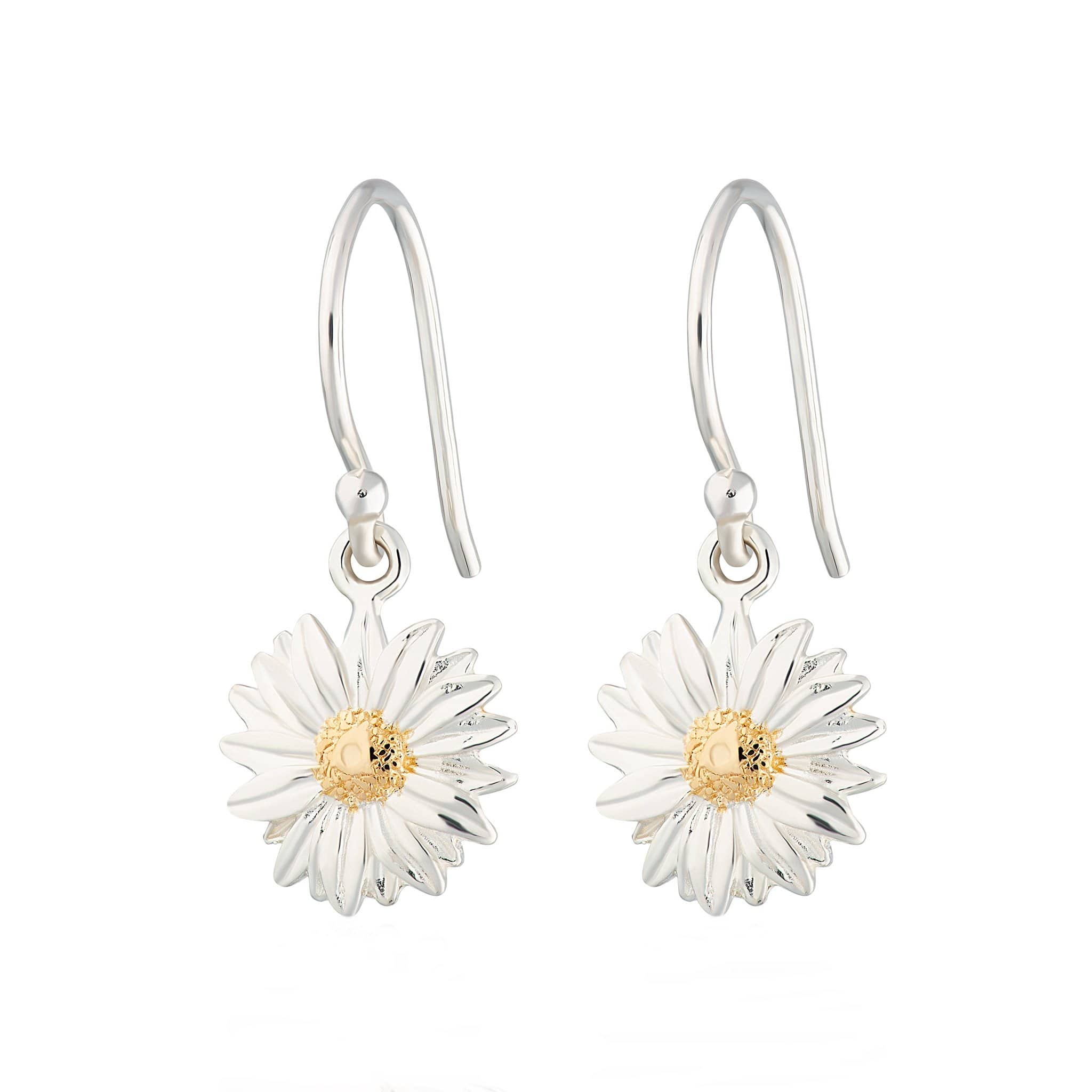 Silver Daisy Hook Earrings