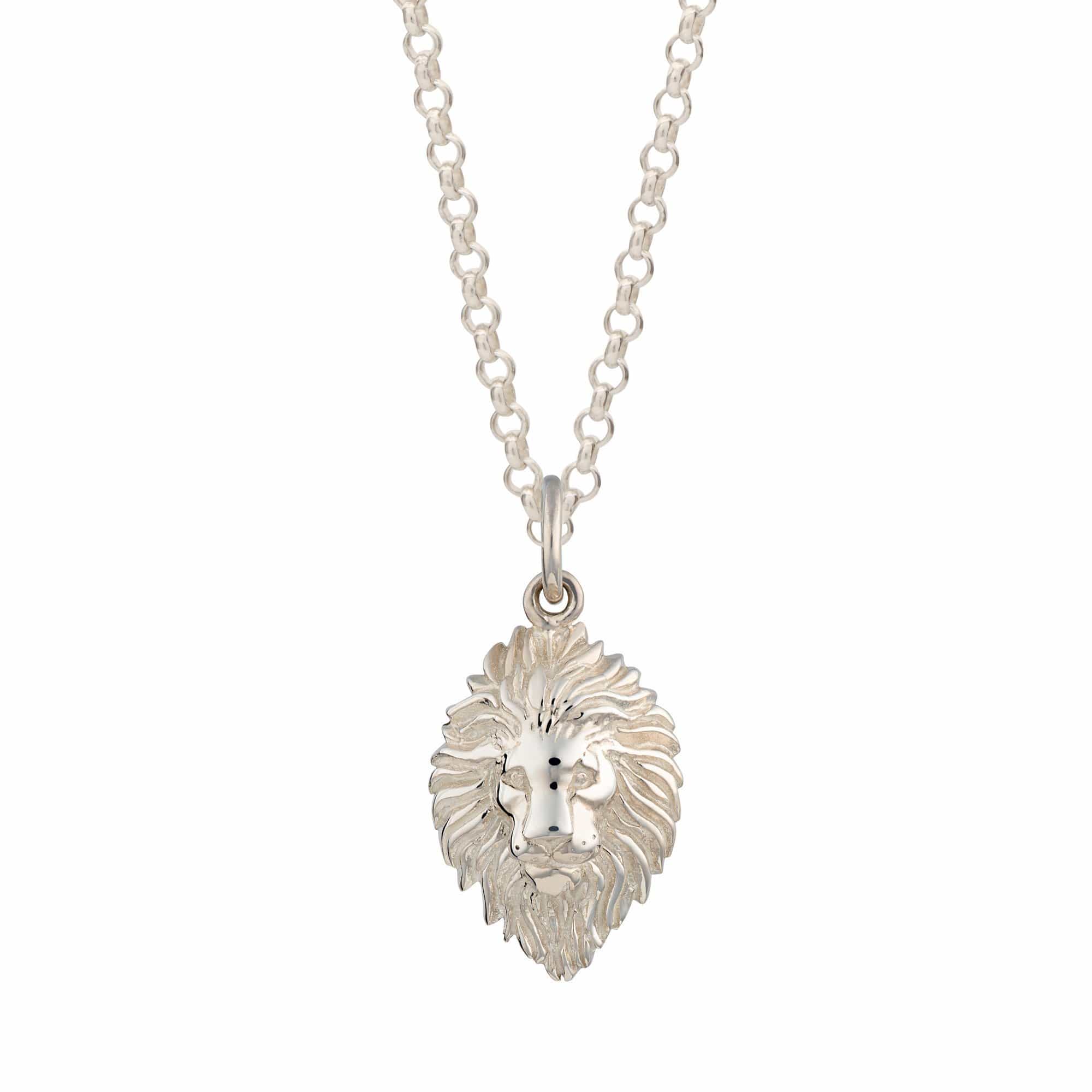 Silver Lion Head Zodiac Necklace