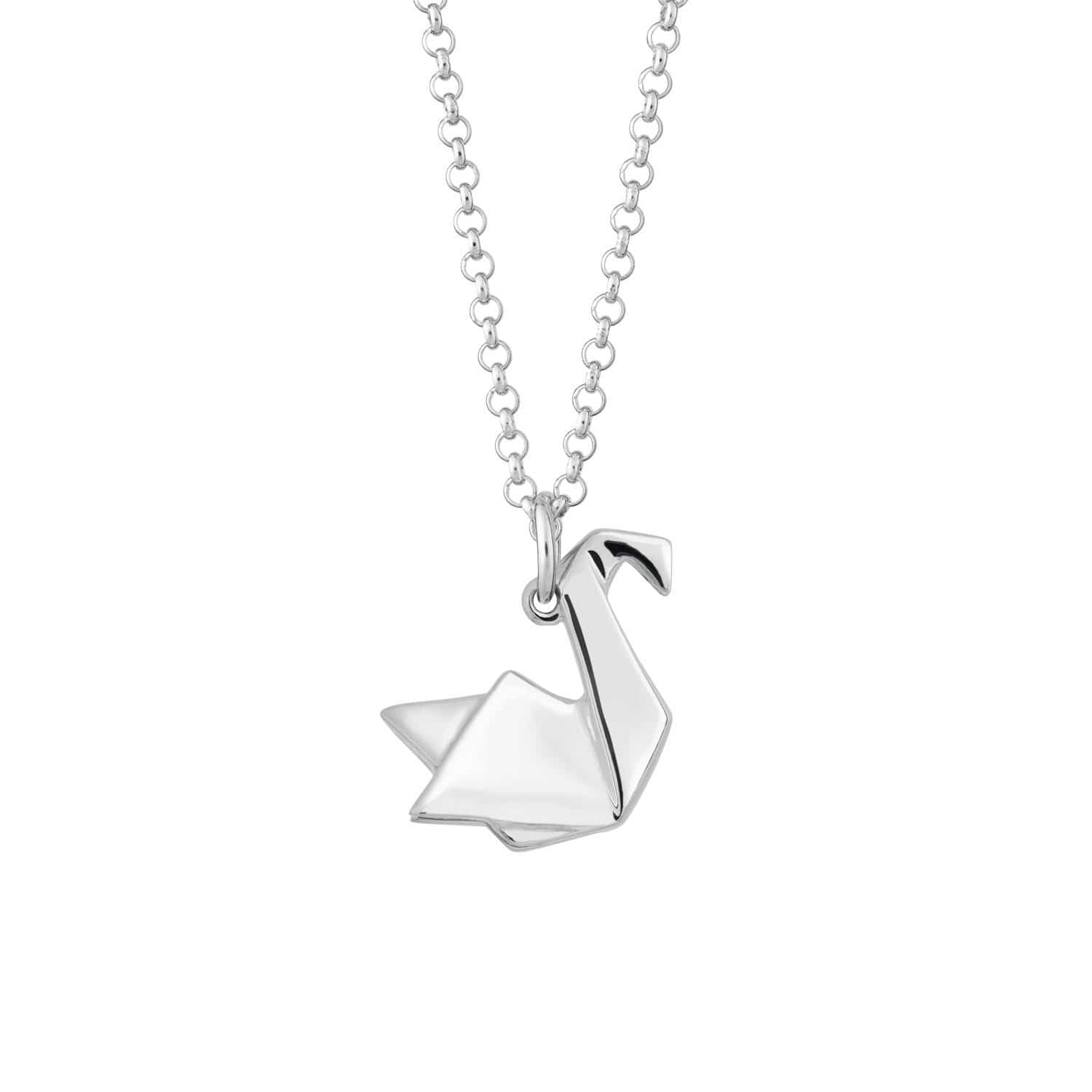 Silver Origami Swan Necklace