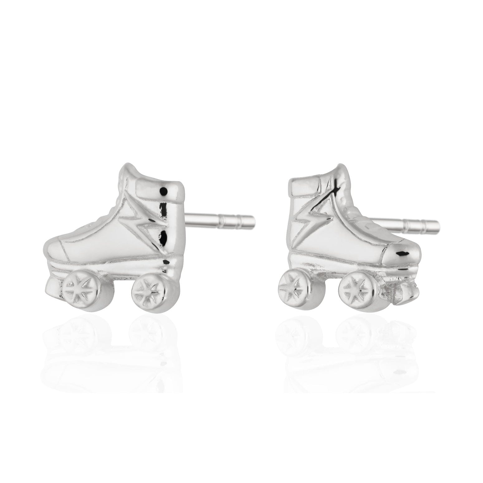 Silver Curler Skate Stud Earrings